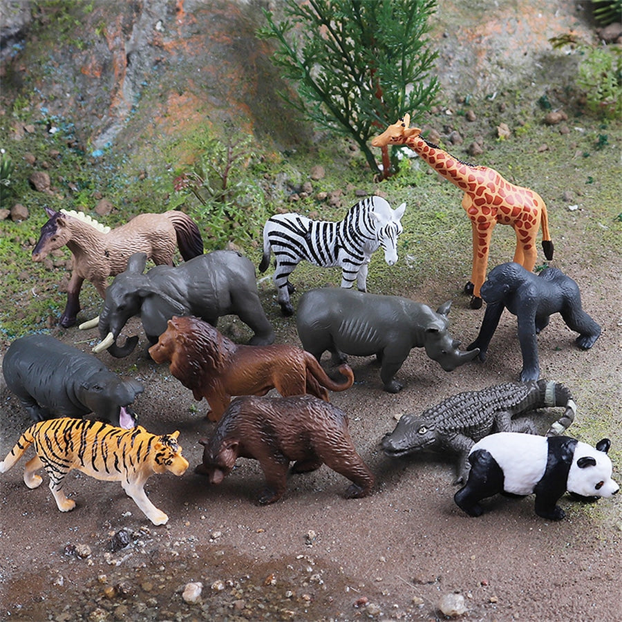 Animal Figurines Set of 24, Decorative Animal Models for Room Displays, Imaginative Storytelling and Counting Activities, Birthday and Christmas Gifts