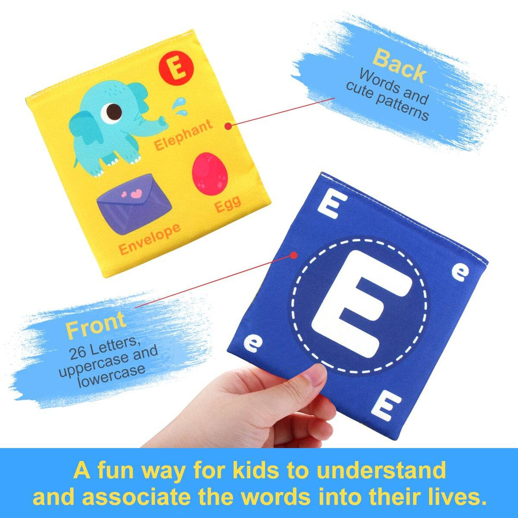 Alphabet Cloth Book with 26 Letter Cards, Soft Early Learning Book in Royal Blue for Parent-Child ABC Activities and Educational Gifts