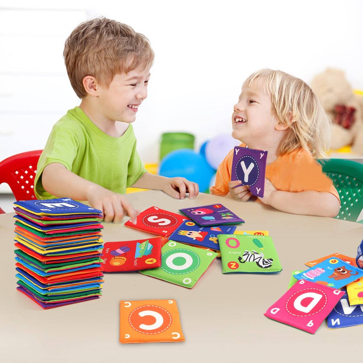 Alphabet Cloth Book with 26 Letter Cards, Soft Early Learning Book in Royal Blue for Parent-Child ABC Activities and Educational Gifts
