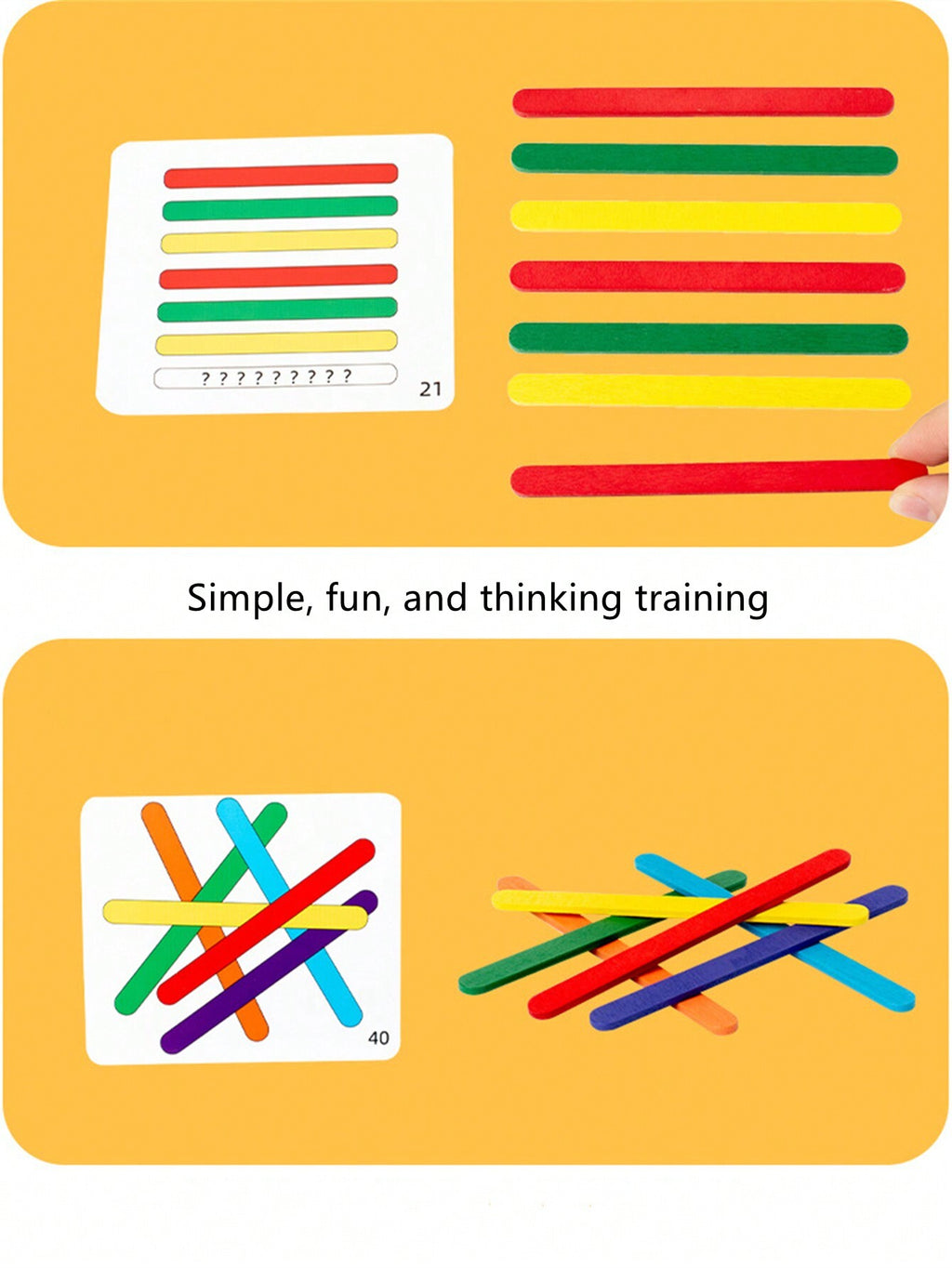 Color Matching Rainbow Stick Game with 30 Sticks & 20 Cards, Montessori-Inspired Pairing Puzzle for Early Learning and Logical Thinking Practice