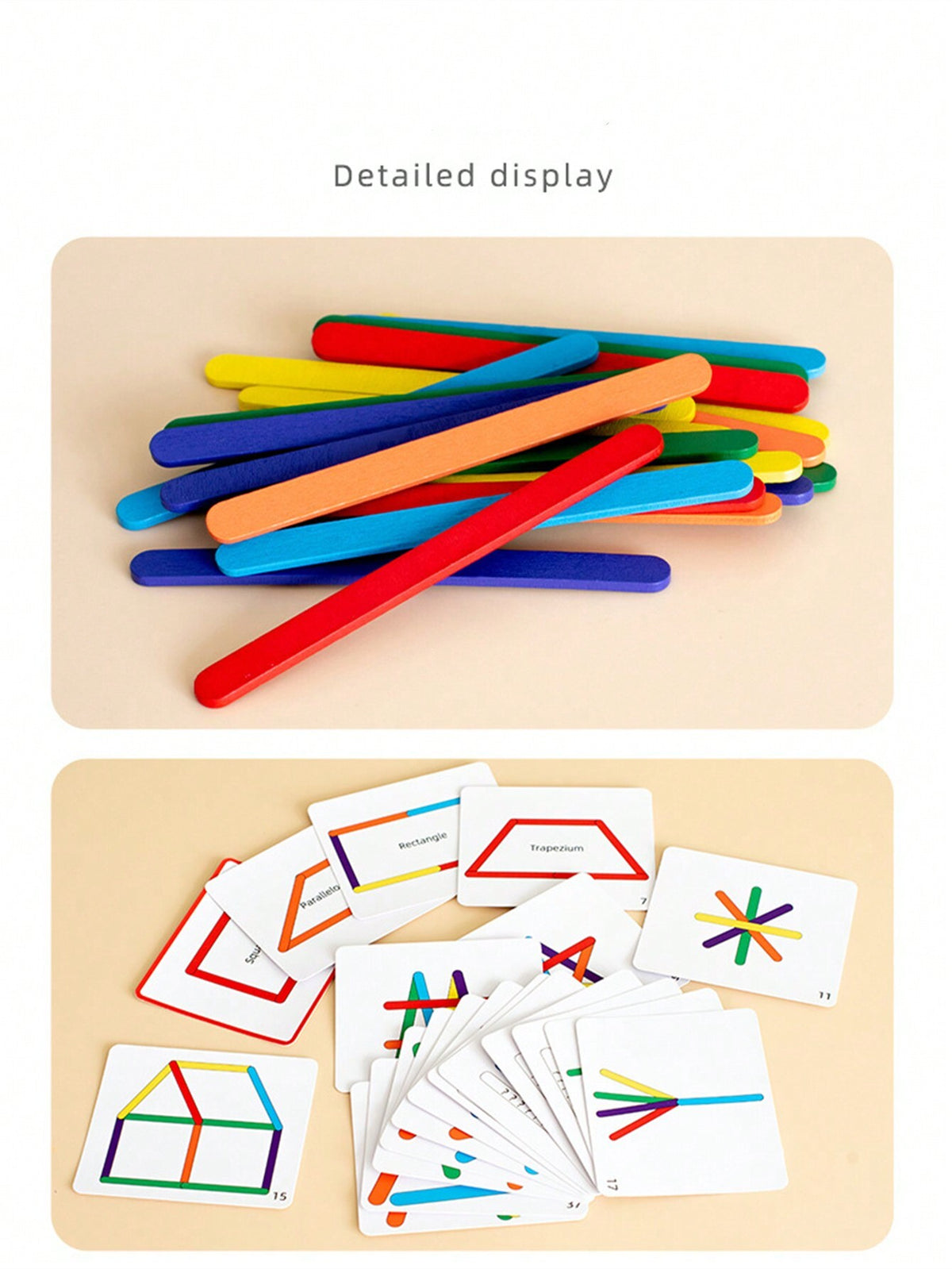 Color Matching Rainbow Stick Game with 30 Sticks & 20 Cards, Montessori-Inspired Pairing Puzzle for Early Learning and Logical Thinking Practice