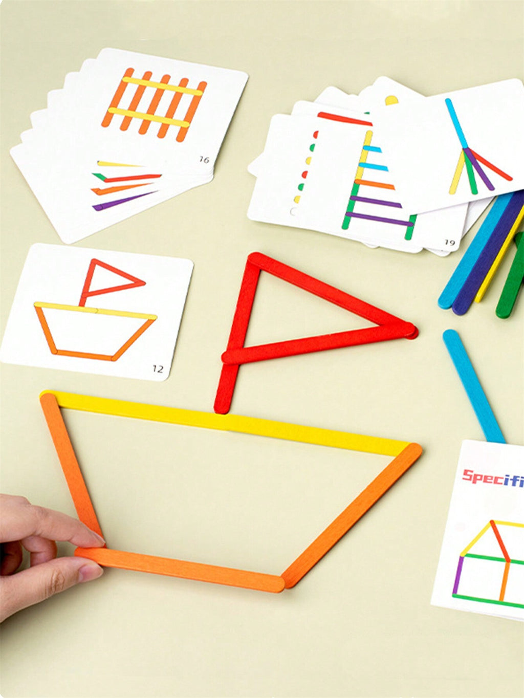 Color Matching Rainbow Stick Game with 30 Sticks & 20 Cards, Montessori-Inspired Pairing Puzzle for Early Learning and Logical Thinking Practice