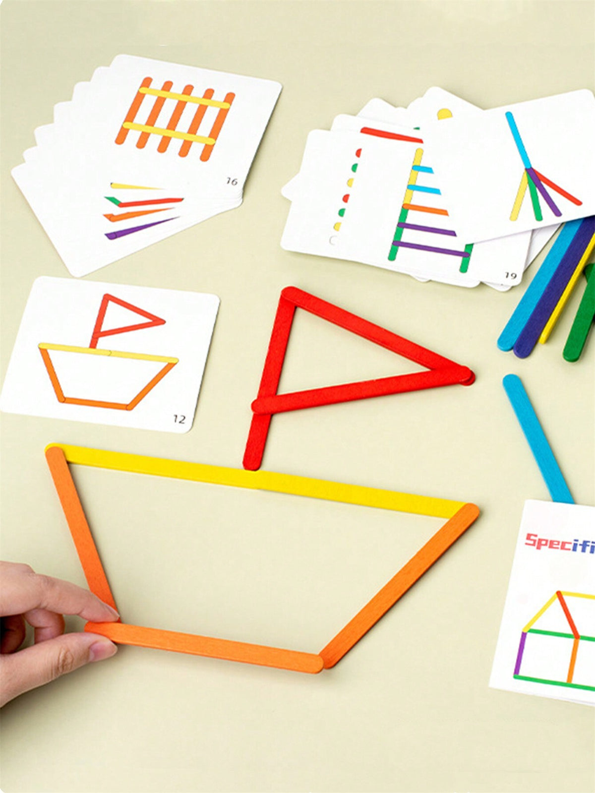 Color Matching Rainbow Stick Game with 30 Sticks & 20 Cards, Montessori-Inspired Pairing Puzzle for Early Learning and Logical Thinking Practice