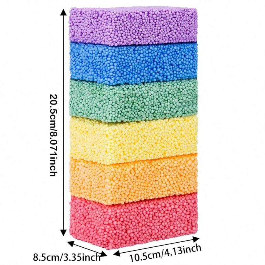 Foam Bead Modeling Clay Set, 6 Pieces in 6 Colors for DIY Craft Projects, Hands-On Sensory Play, Birthday Activities and Creative Gifts