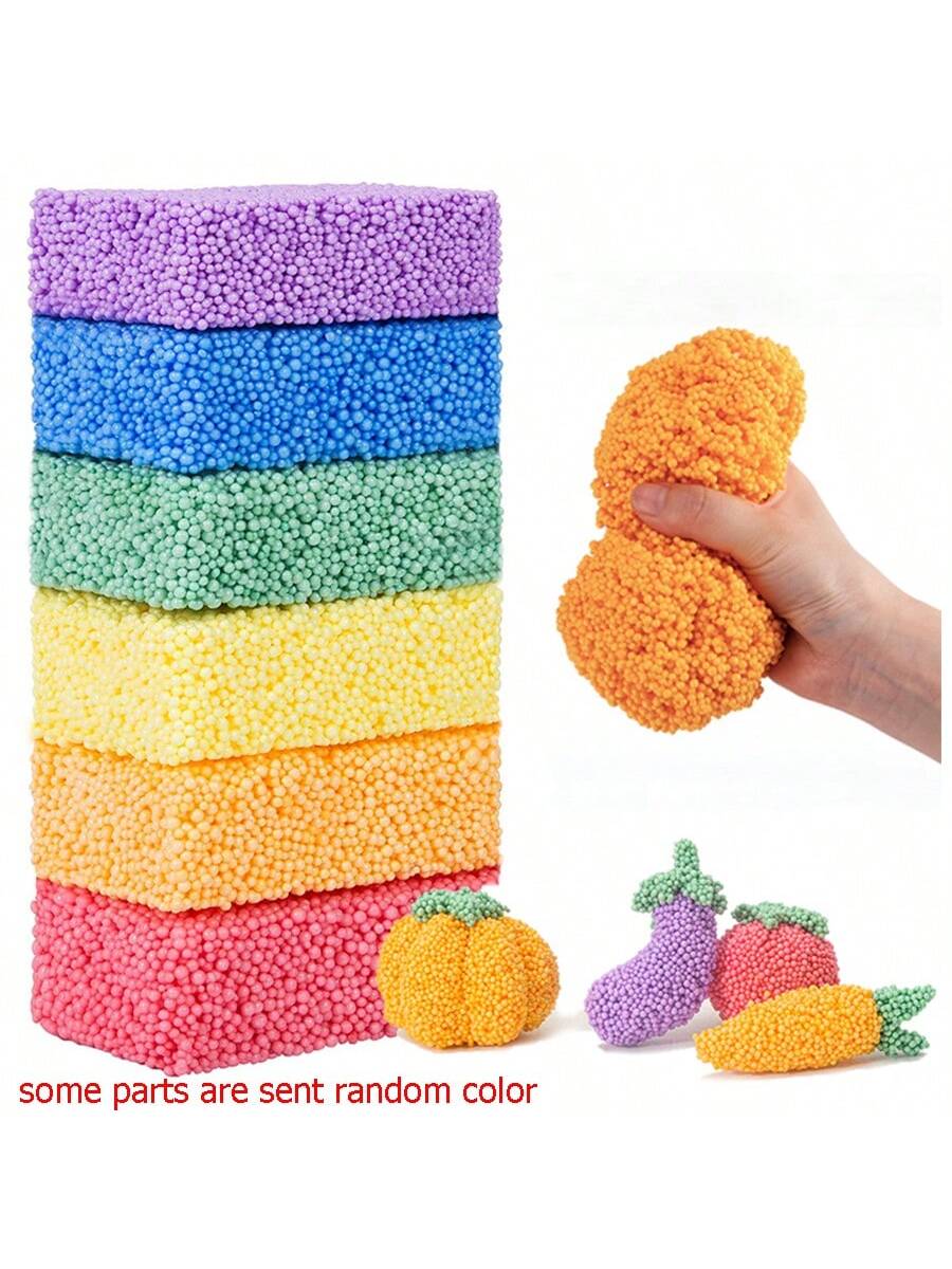 Foam Bead Modeling Clay Set, 6 Pieces in 6 Colors for DIY Craft Projects, Hands-On Sensory Play, Birthday Activities and Creative Gifts