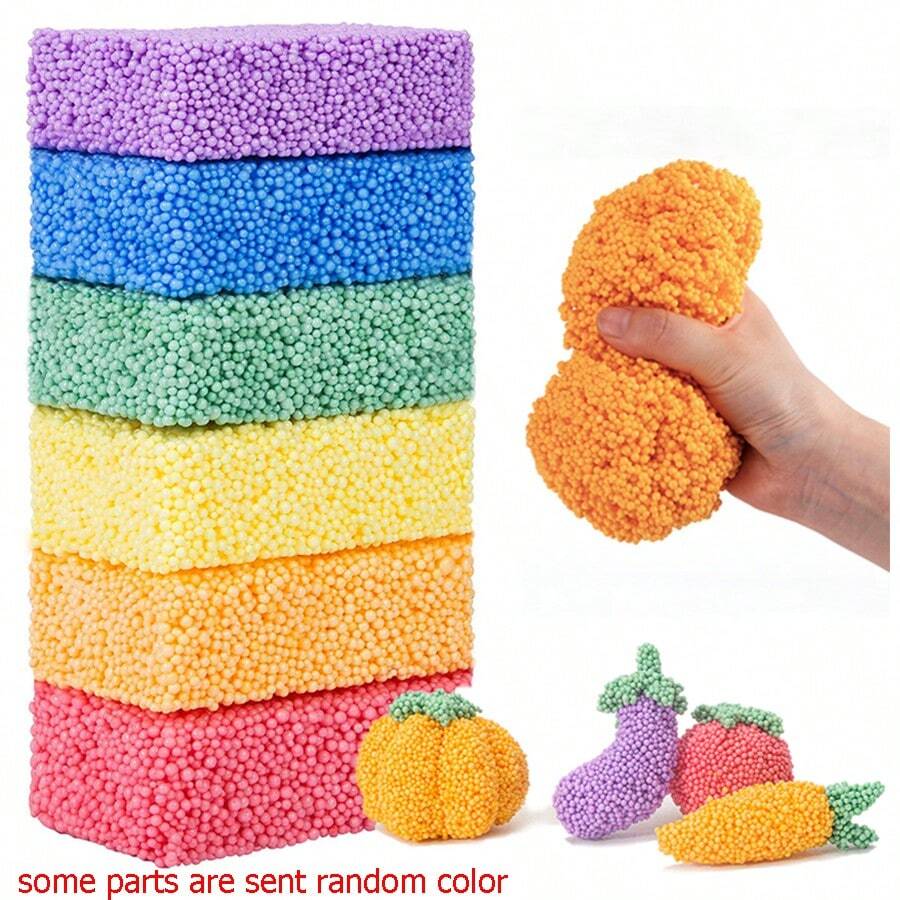 Foam Bead Modeling Clay Set, 6 Pieces in 6 Colors for DIY Craft Projects, Hands-On Sensory Play, Birthday Activities and Creative Gifts