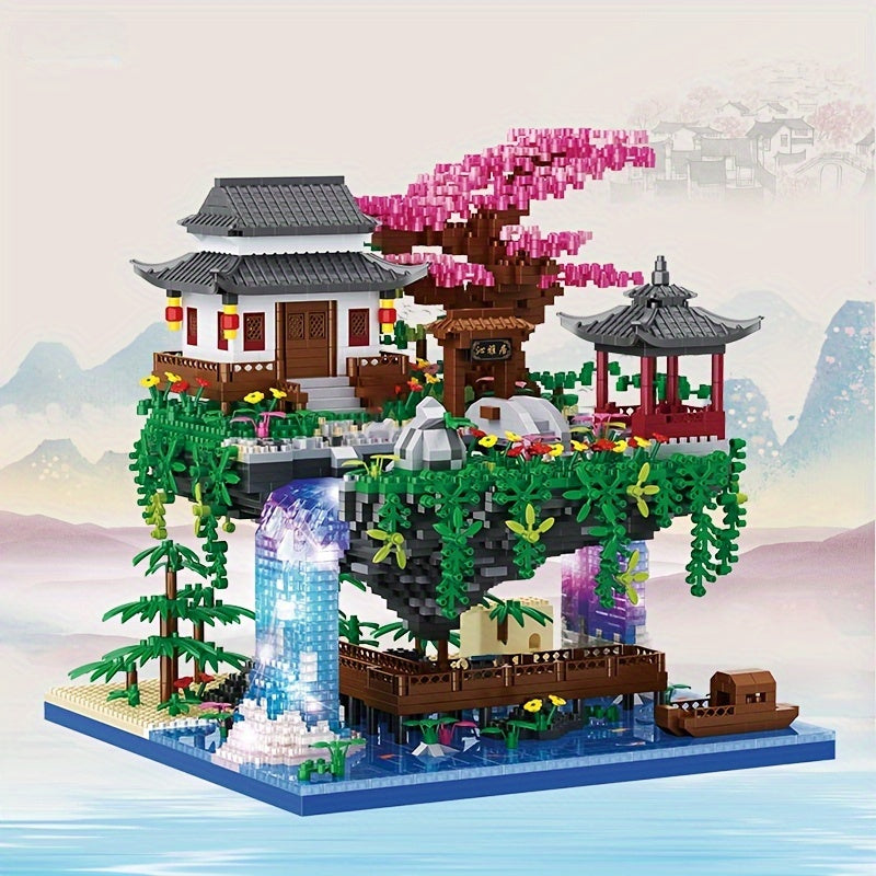 Micro Building Blocks Bonsai Tree Set 3320pcs – Cherry Blossom Peach Blossom Chinese Architecture Collectible Model Kit for Adults Teens