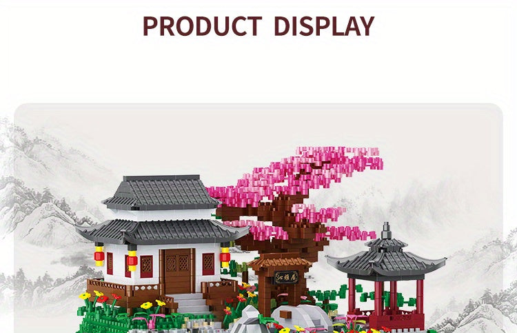 Micro Building Blocks Bonsai Tree Set 3320pcs – Cherry Blossom Peach Blossom Chinese Architecture Collectible Model Kit for Adults Teens