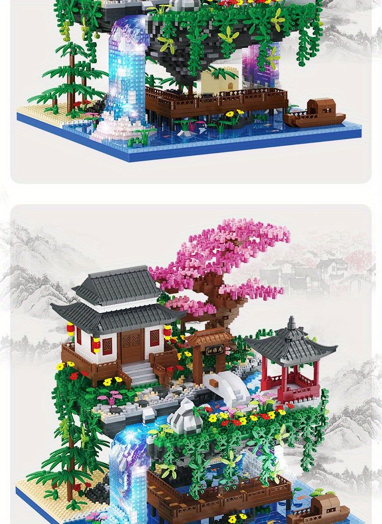 Micro Building Blocks Bonsai Tree Set 3320pcs – Cherry Blossom Peach Blossom Chinese Architecture Collectible Model Kit for Adults Teens