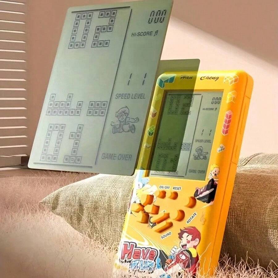 Large Screen Retro Handheld Game Console, Portable Classic Puzzle Gaming Toy with 2 AA Battery Power, 80s and 90s Nostalgic Gift