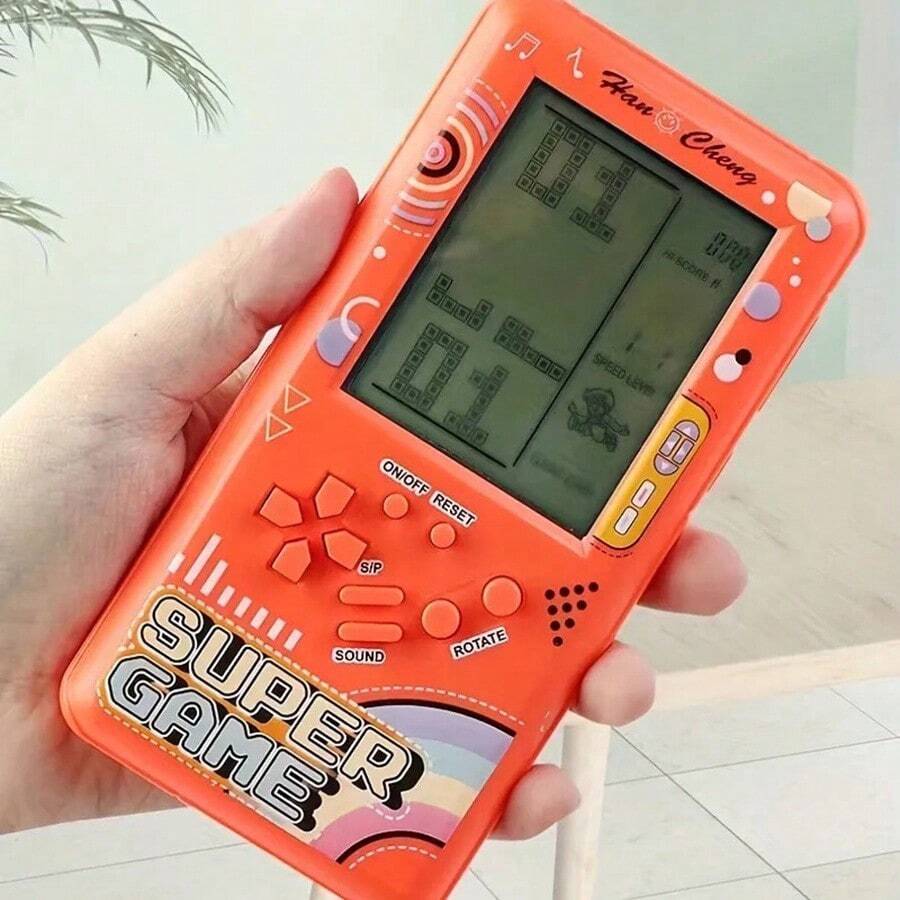 Large Screen Retro Handheld Game Console, Portable Classic Puzzle Gaming Toy with 2 AA Battery Power, 80s and 90s Nostalgic Gift