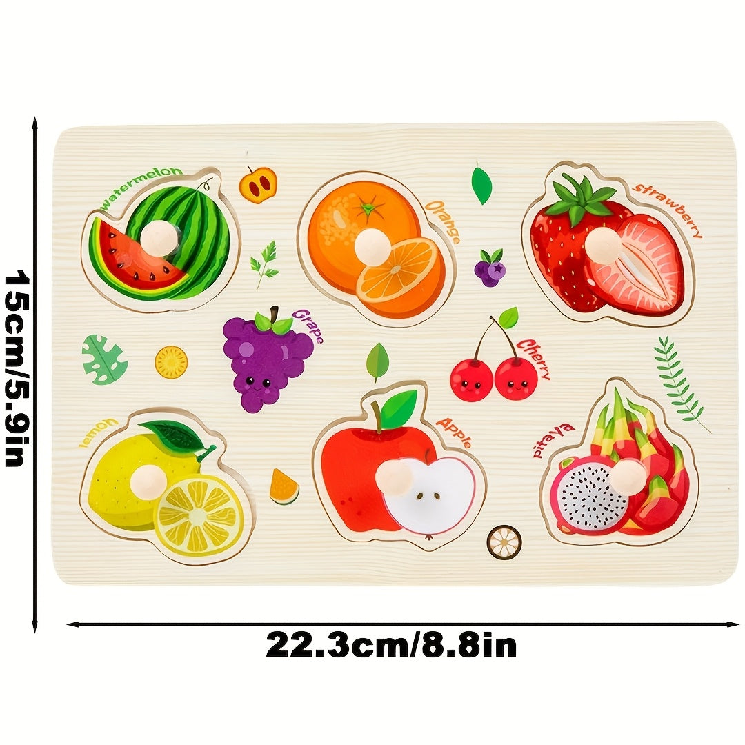 Wooden Jigsaw Puzzles for Toddlers Preschoolers Farm Animal Dinosaur Fruit Shape Number Educational STEM Toy Boys Girls Ages 2-5