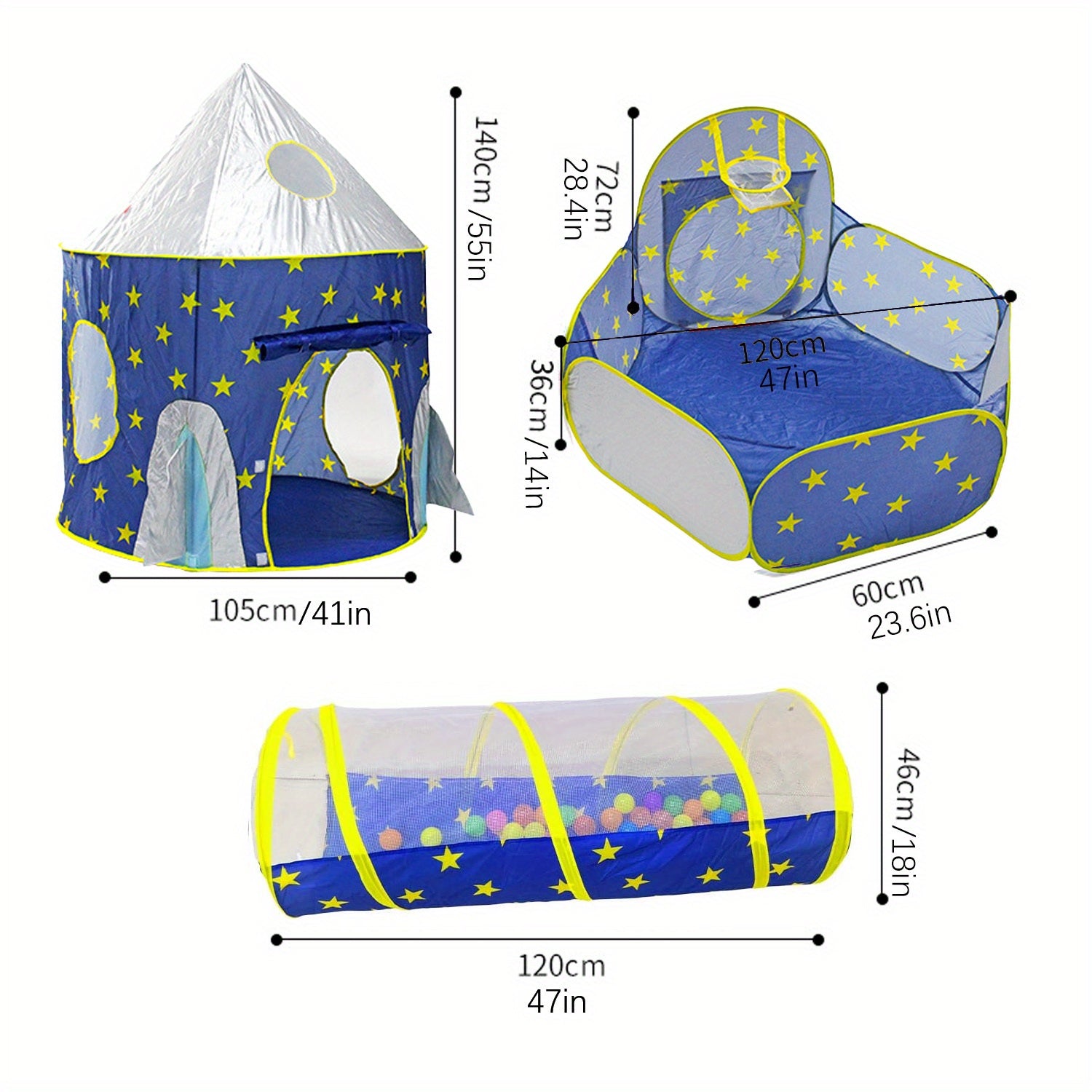 3-in-1 Pop-Up Play Tent with Crawl Tunnel & Basketball Hoop for Toddlers – Indoor Outdoor Kids Playhouse, Star Design, Sturdy & Safe Gift for Boys & Girls Ages 2+