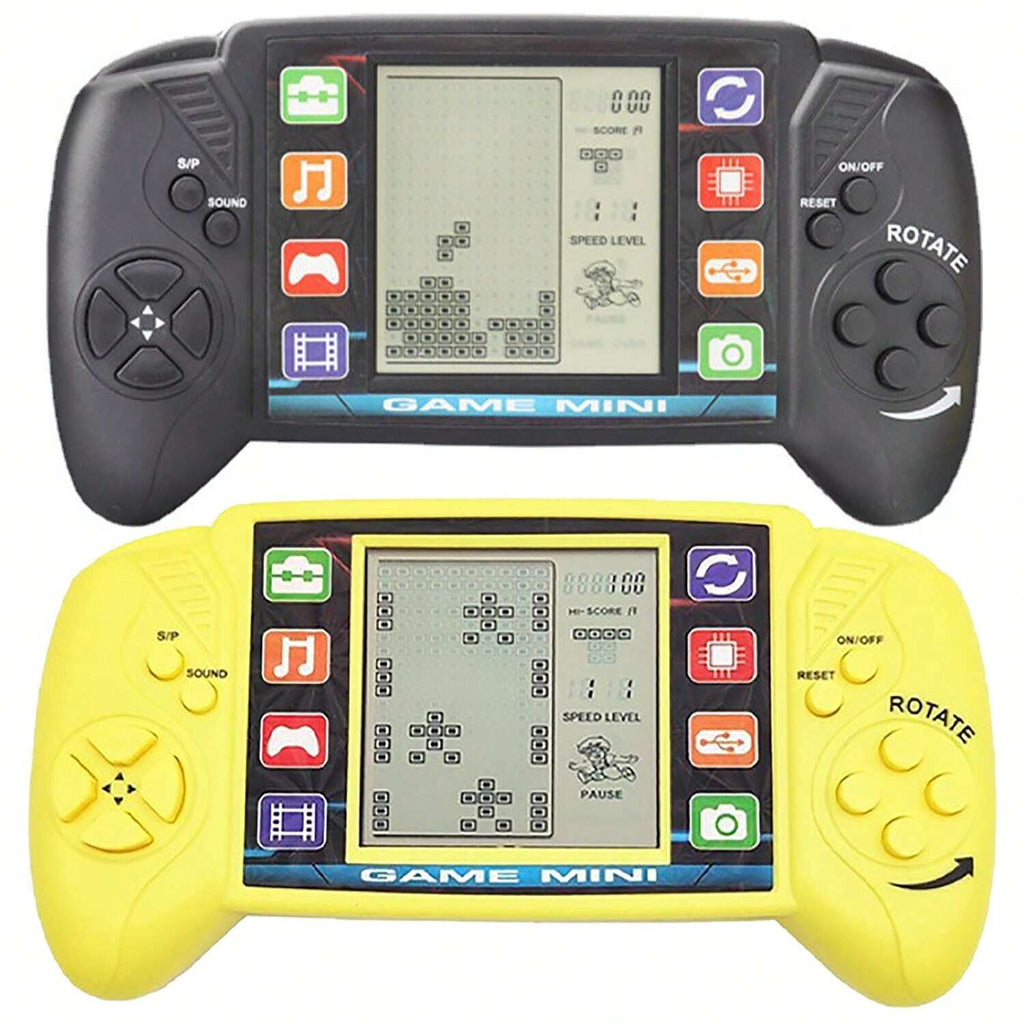 23-in-1 Retro Handheld Game Console for Kids with Large Screen, 2 AA Battery Powered Classic Gaming Toy in Yellow or Black, Gift Idea