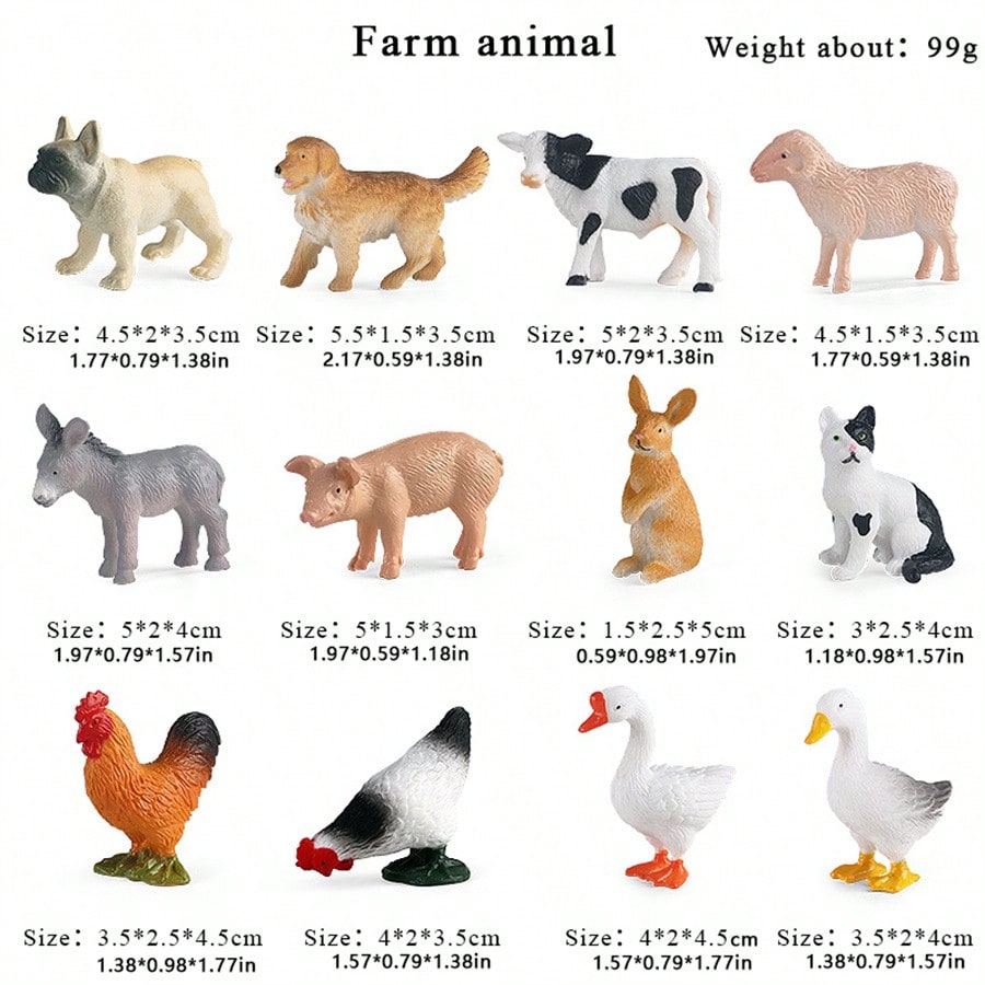 Animal Figurines Set of 24, Decorative Animal Models for Room Displays, Imaginative Storytelling and Counting Activities, Birthday and Christmas Gifts