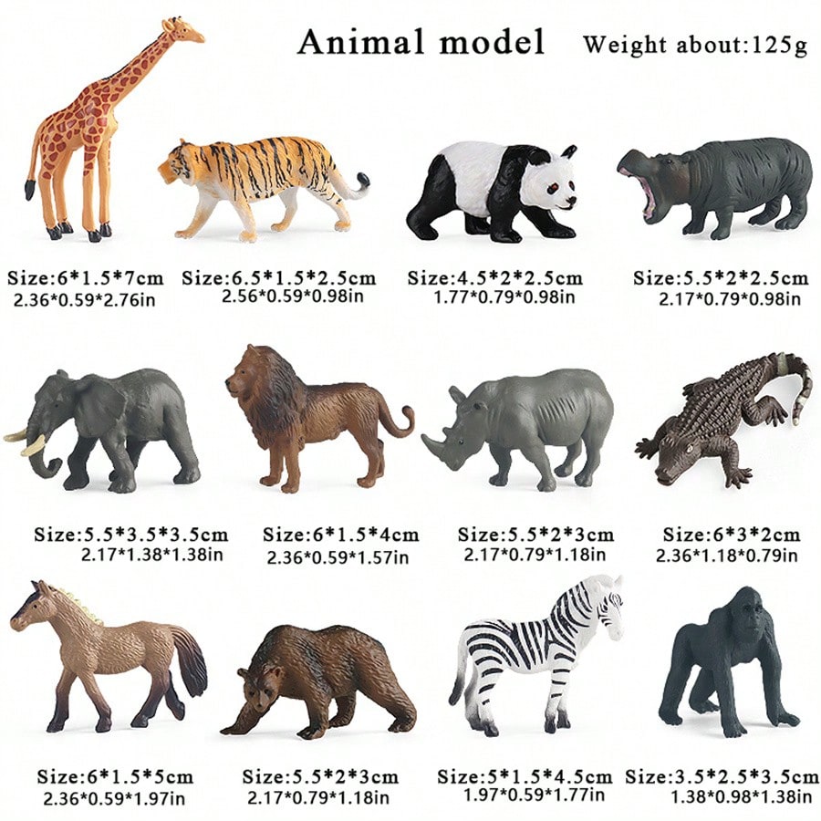 Animal Figurines Set of 24, Decorative Animal Models for Room Displays, Imaginative Storytelling and Counting Activities, Birthday and Christmas Gifts
