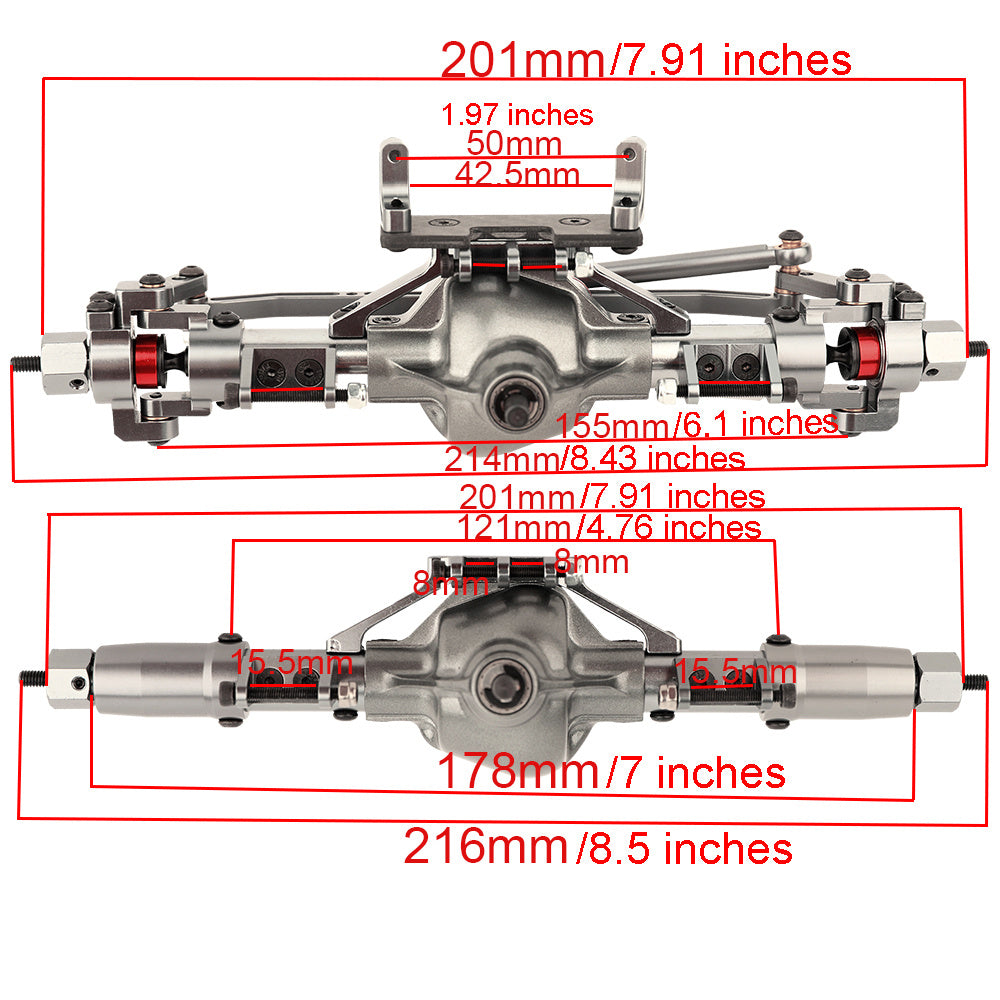Aluminum Alloy Front & Rear Axle Assembly for 1/10 SCX10 RC Climbing Car (90046/90047)