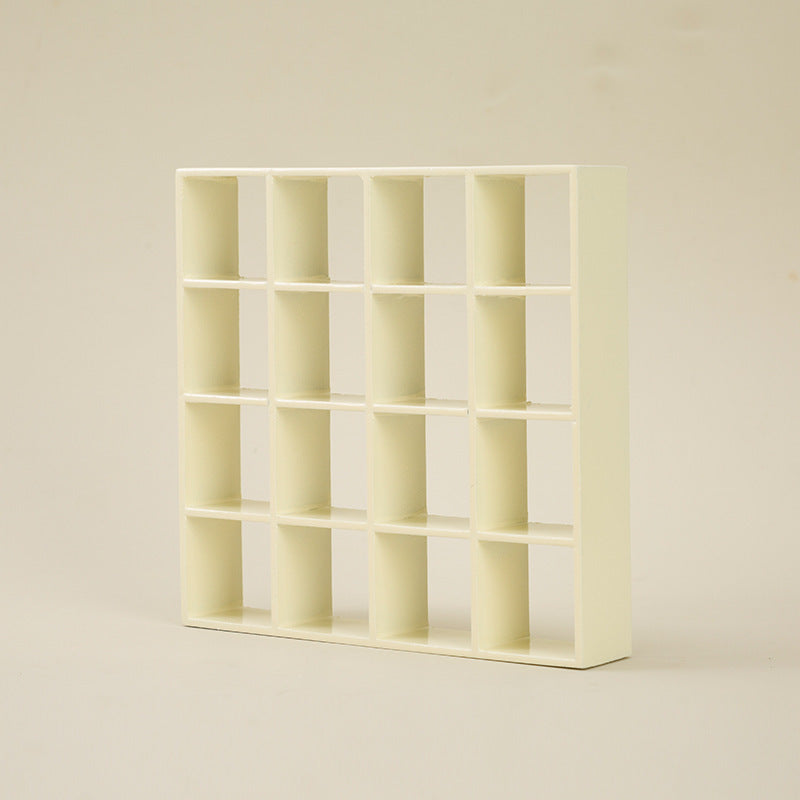 1:12 Scale Dollhouse Miniature 16-Compartment Display Cabinet – Modern Storage Shelf Organizer for Dollhouse, Diorama & Collector Display (Age 14+)