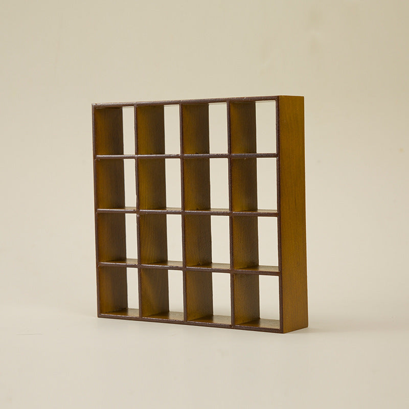 1:12 Scale Dollhouse Miniature 16-Compartment Display Cabinet – Modern Storage Shelf Organizer for Dollhouse, Diorama & Collector Display (Age 14+)