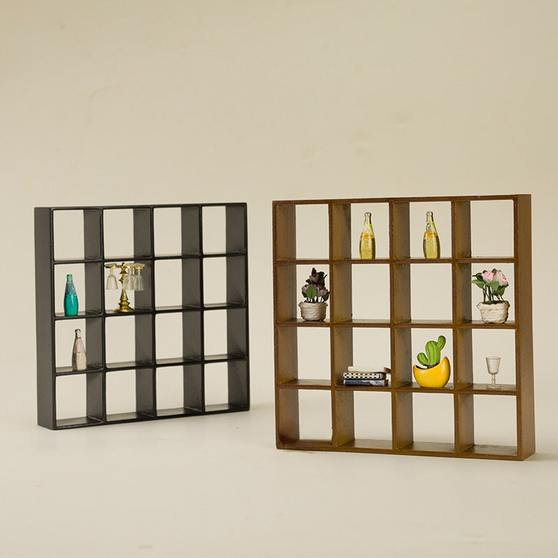 1:12 Scale Dollhouse Miniature 16-Compartment Display Cabinet – Modern Storage Shelf Organizer for Dollhouse, Diorama & Collector Display (Age 14+)