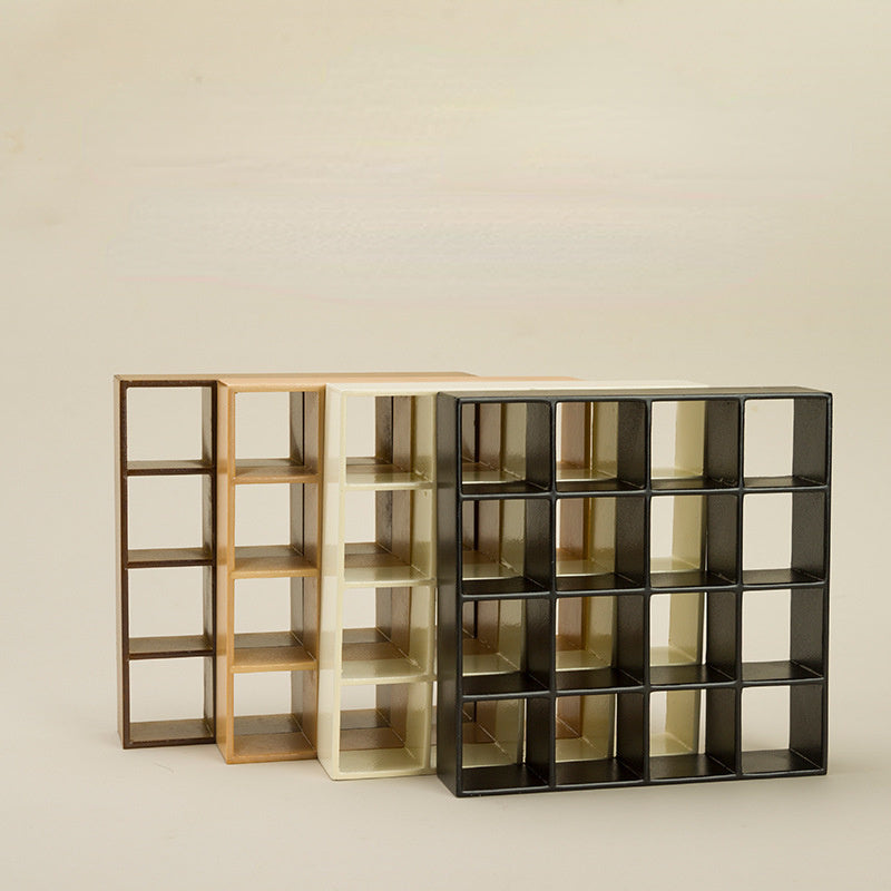 1:12 Scale Dollhouse Miniature 16-Compartment Display Cabinet – Modern Storage Shelf Organizer for Dollhouse, Diorama & Collector Display (Age 14+)