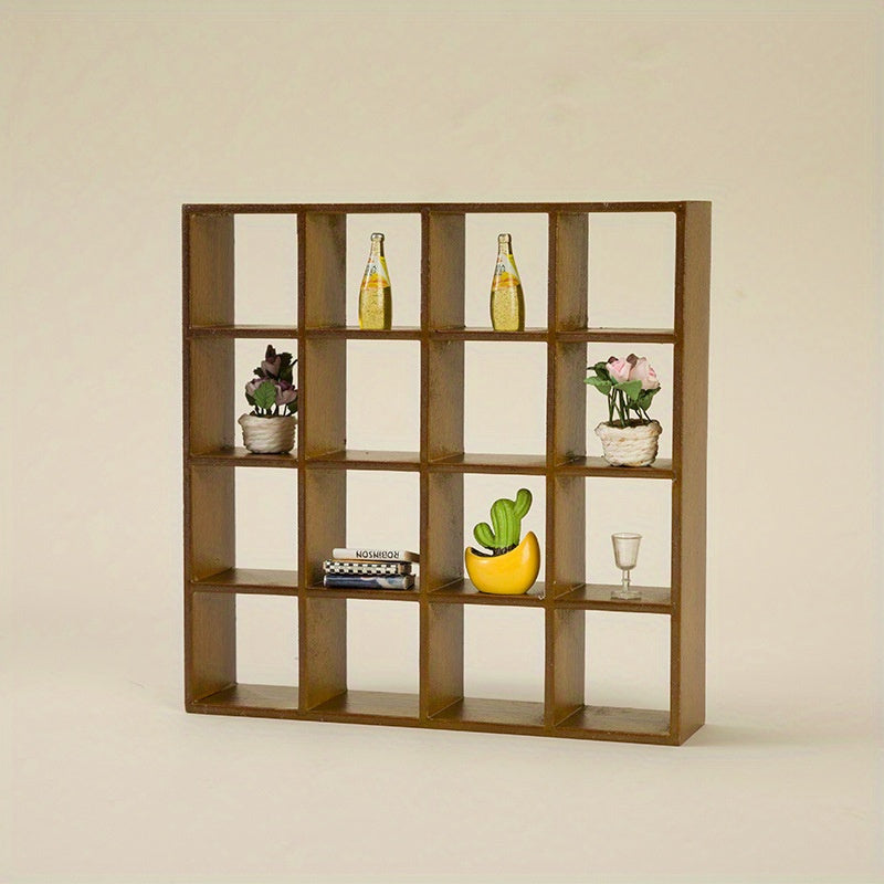 1:12 Scale Dollhouse Miniature 16-Compartment Display Cabinet – Modern Storage Shelf Organizer for Dollhouse, Diorama & Collector Display (Age 14+)