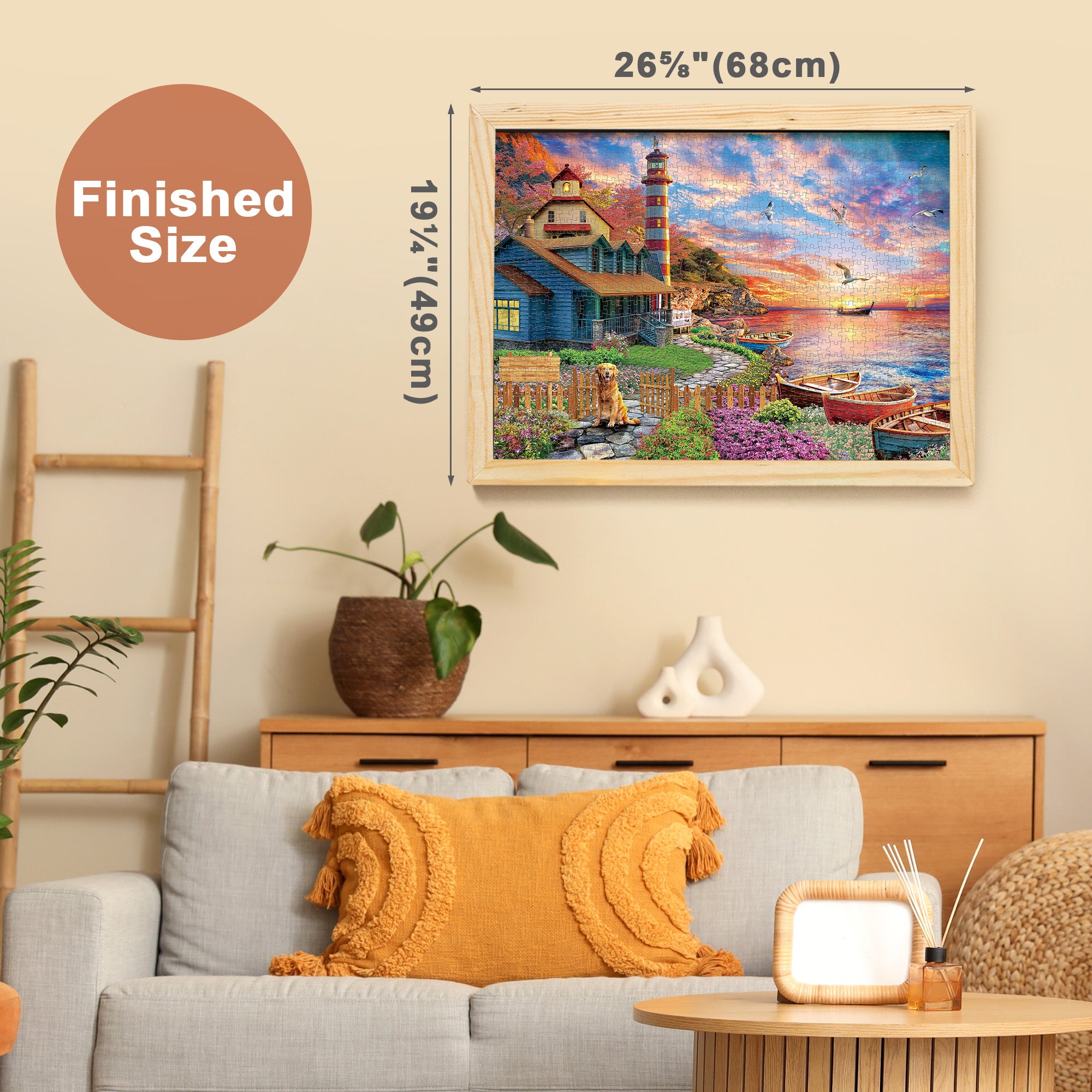 1000 Piece Jigsaw Puzzles for Adults 3-Pack, Sunset Lighthouse Bird Crochet Moroccan Pottery Themes, Brain Teaser Family Fun with Storage Box, Christmas Birthday Gift Ages 14+