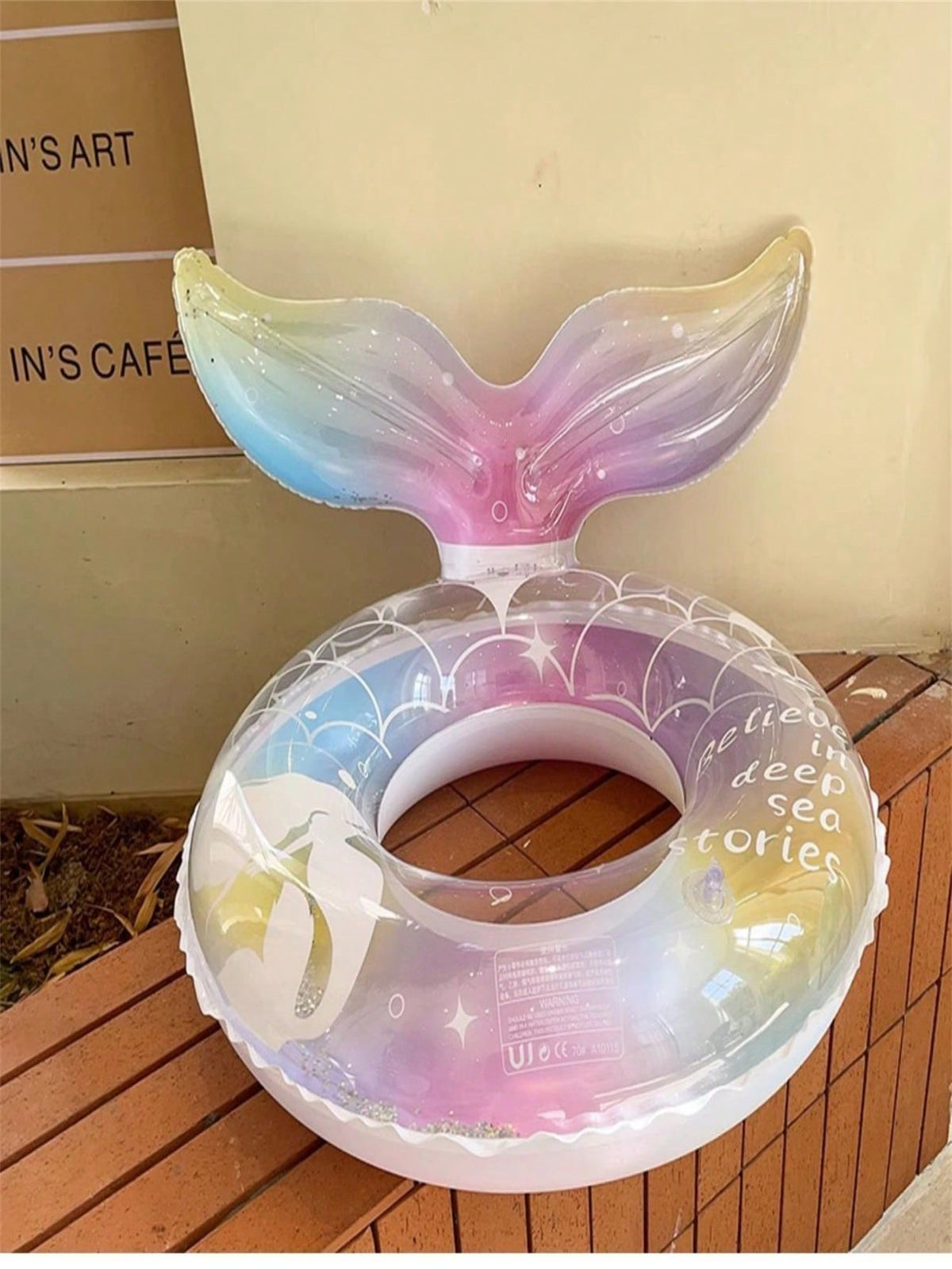 Mermaid Glitter Swimming Ring, Transparent Multicolor Pool Float with 70# and 90# Size Options for Summer Parties and Supervised Water Play