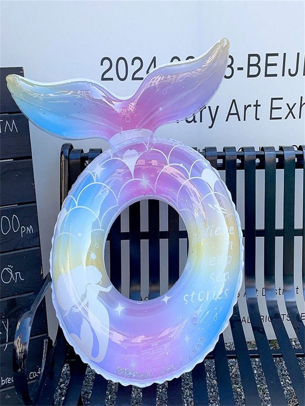 Mermaid Glitter Swimming Ring, Transparent Multicolor Pool Float with 70# and 90# Size Options for Summer Parties and Supervised Water Play
