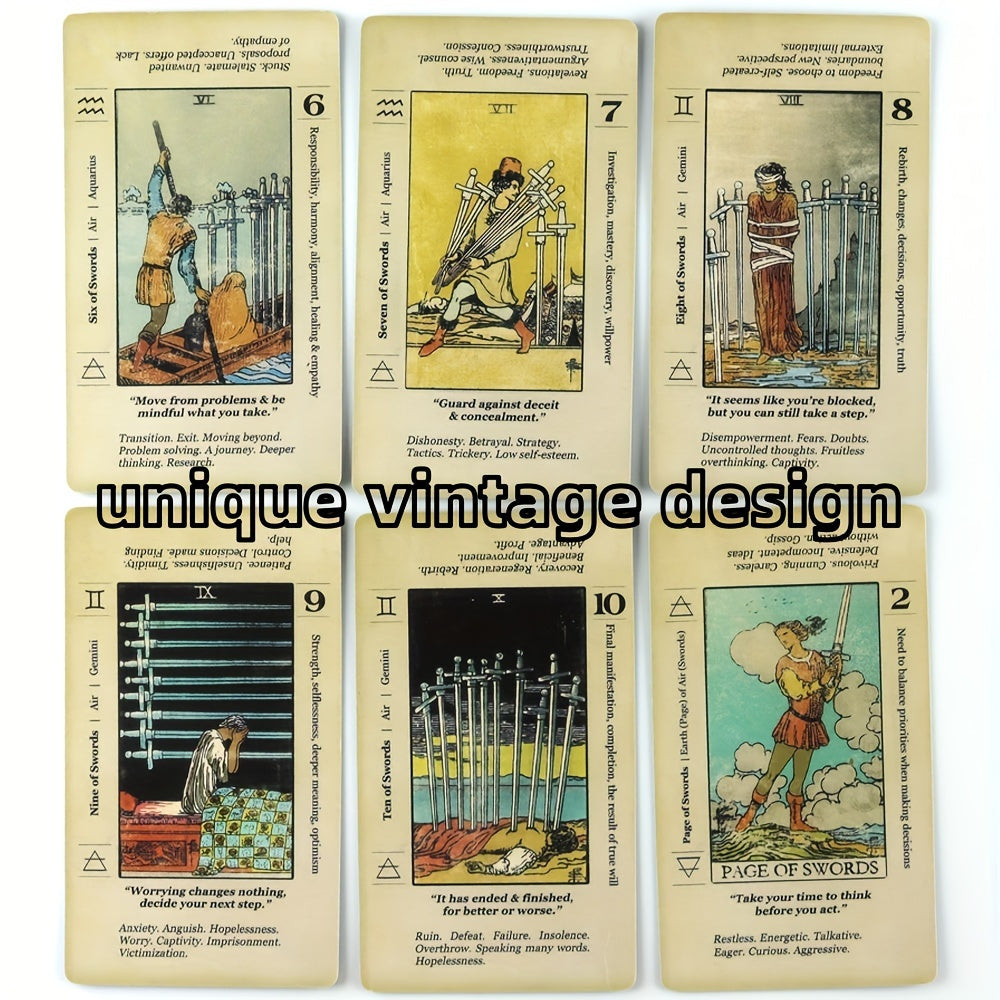 Tarot Cards for Beginners 78 Vintage Card Deck with PDF Guide – Spiritual Gift for Adults, Halloween Christmas Party Game, Family & Friends