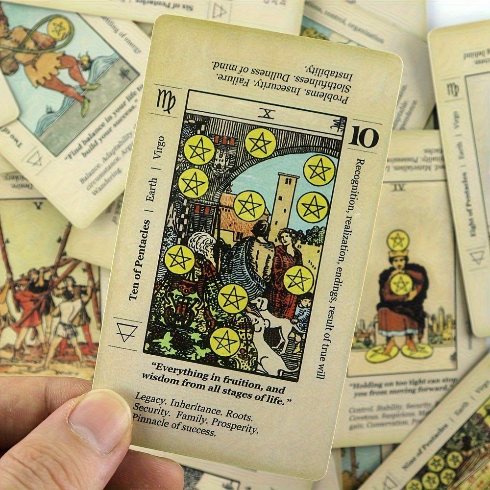 Tarot Cards for Beginners 78 Vintage Card Deck with PDF Guide – Spiritual Gift for Adults, Halloween Christmas Party Game, Family & Friends
