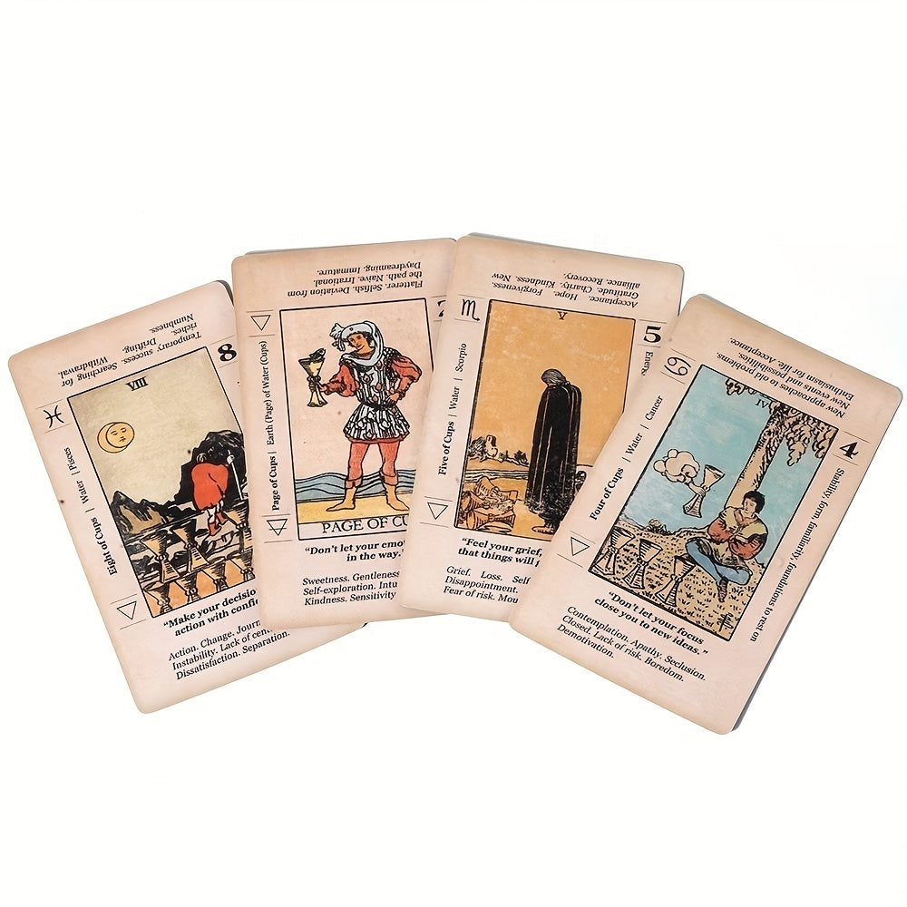 Tarot Cards for Beginners 78 Vintage Card Deck with PDF Guide – Spiritual Gift for Adults, Halloween Christmas Party Game, Family & Friends