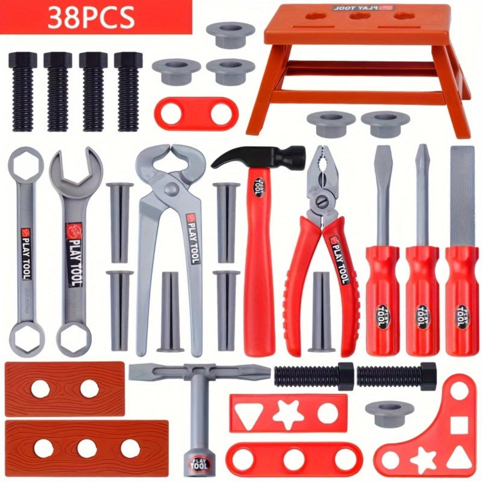 Kids Tool Set 38-Piece, Pretend Play Construction Toy for Toddlers, Educational Building Kit, Birthday & Christmas Gift for Boys Girls Ages 3+