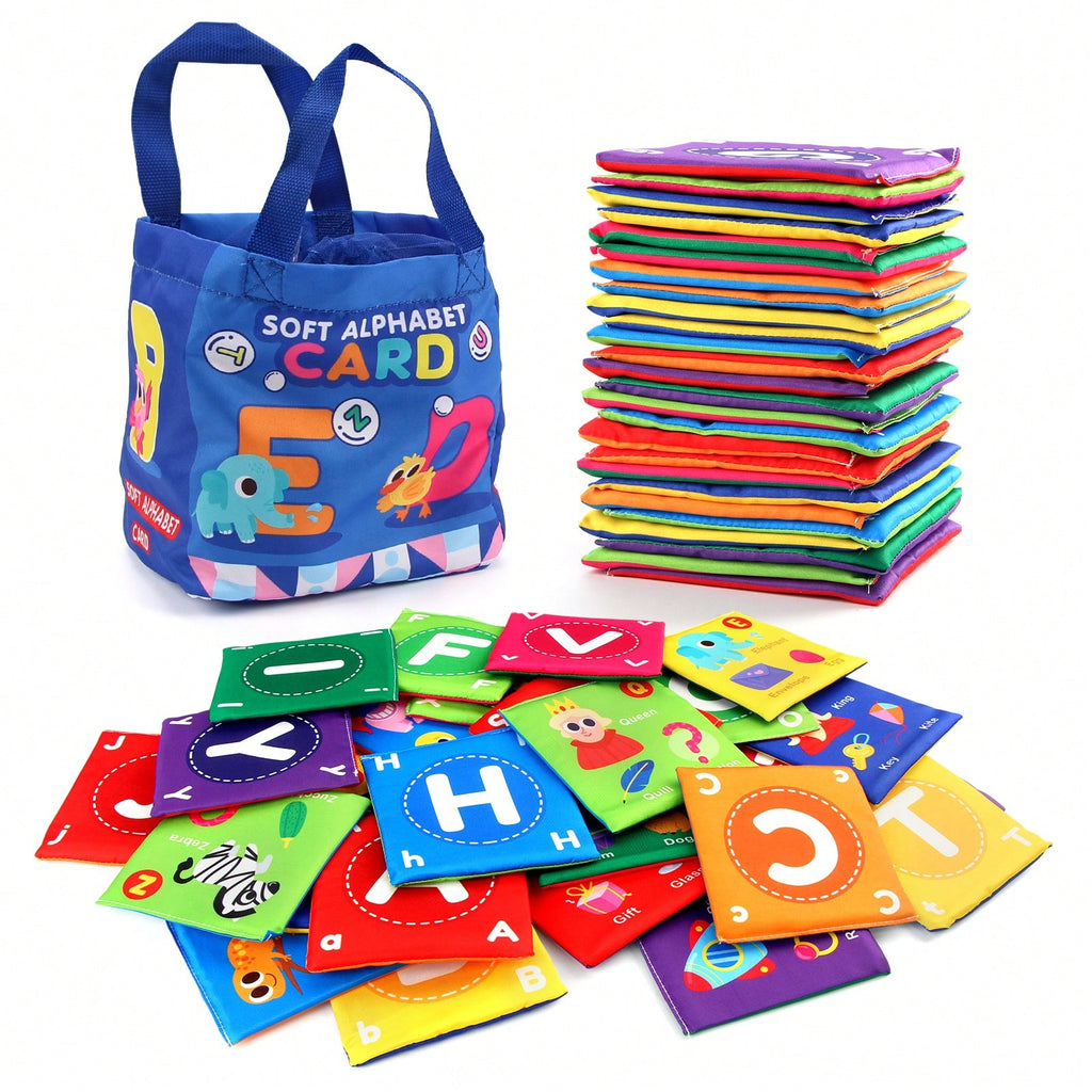Alphabet Cloth Book with 26 Letter Cards, Soft Early Learning Book in Royal Blue for Parent-Child ABC Activities and Educational Gifts