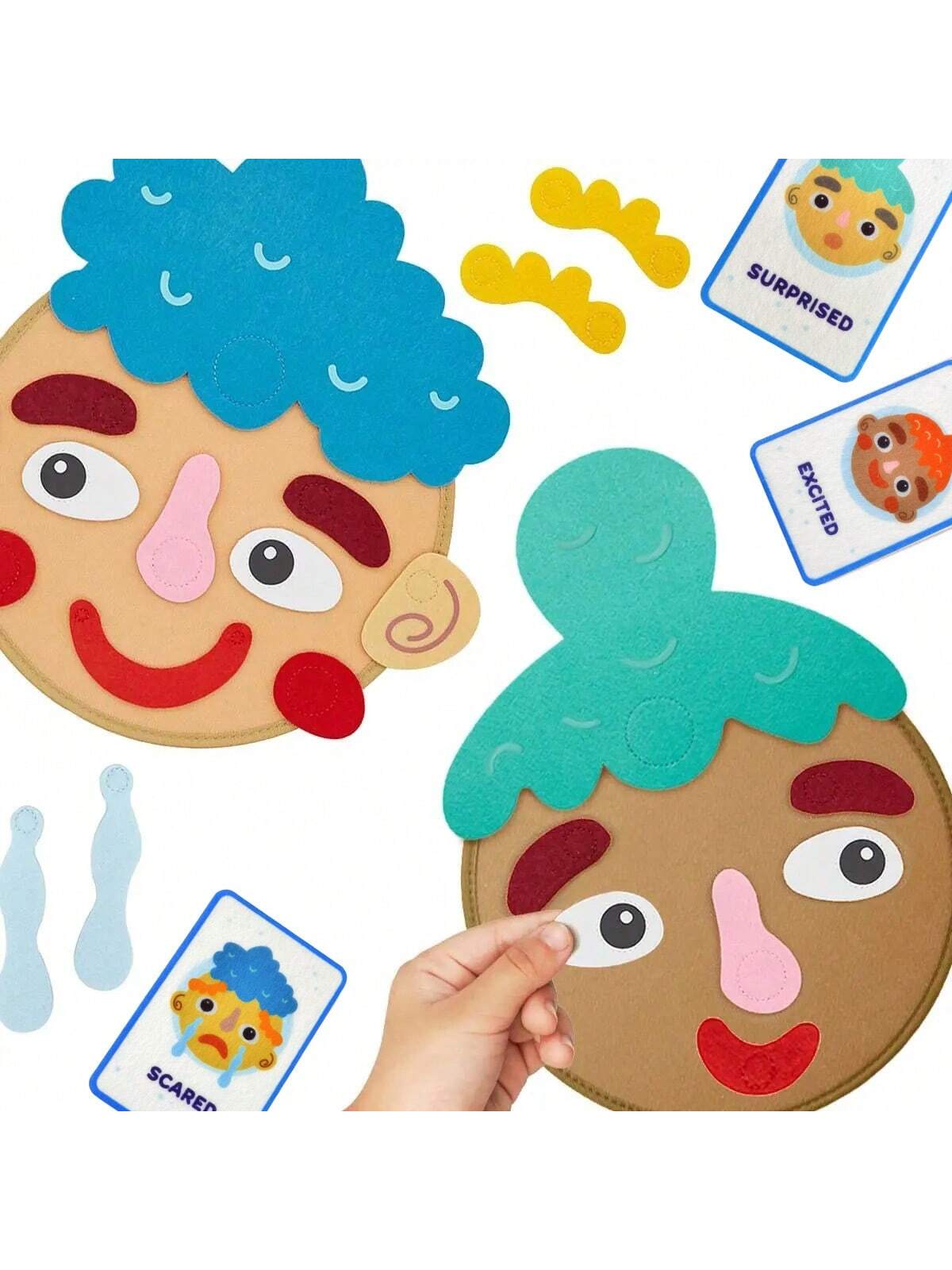 Facial Expression Learning Toy with 9 Emotion Cards, Montessori-Inspired Face Board Game for Preschool Social Emotional Learning and Feelings Activities