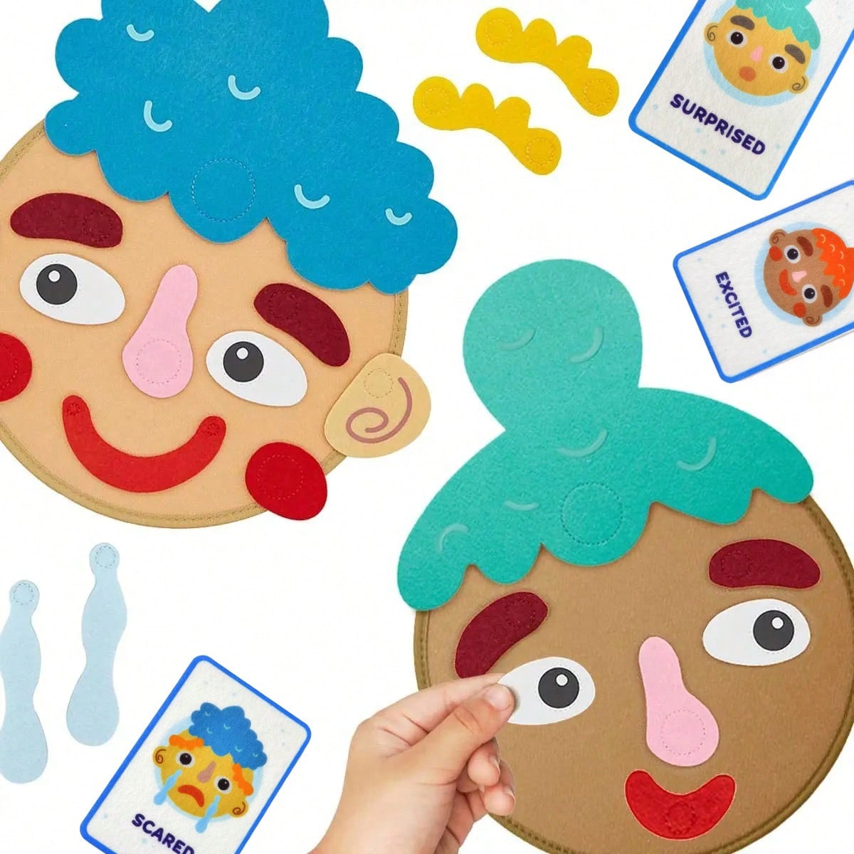 Facial Expression Learning Toy with 9 Emotion Cards, Montessori-Inspired Face Board Game for Preschool Social Emotional Learning and Feelings Activities