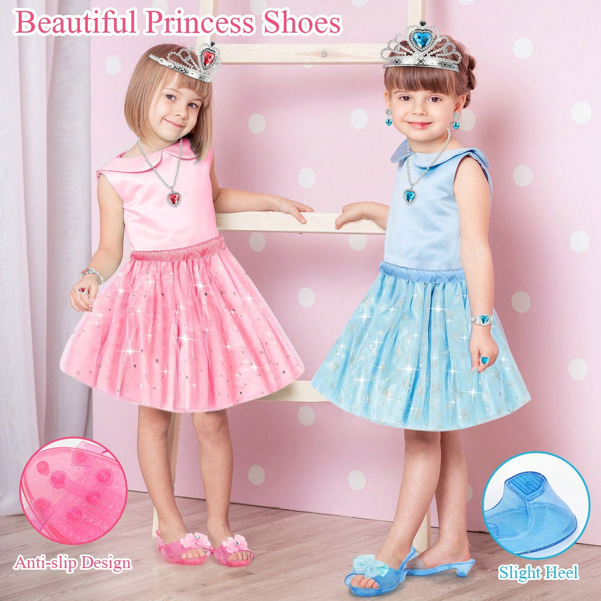 28-Piece Princess Dress Up Set for Girls Ages 3+, Costume Skirts, Princess Shoes, Crowns and Jewelry for Birthday Parties and Gifts
