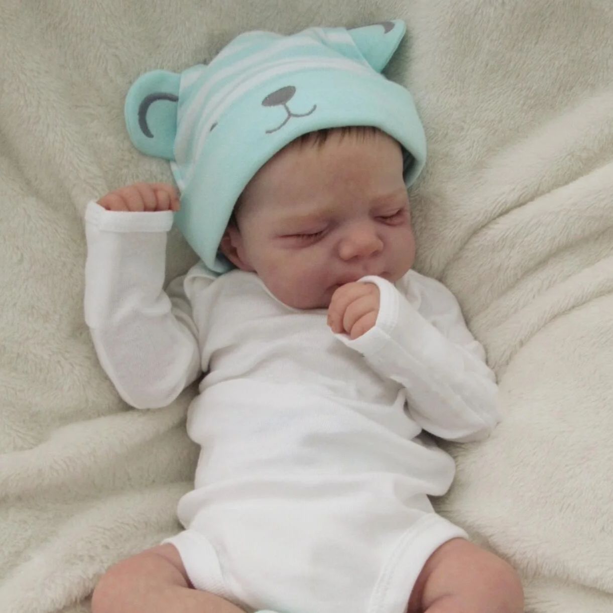 Reborn Baby Girl Doll 19 Inch Full Body Soft Vinyl – 3D-Paint Skin Visible Veins Sleeping Face Lifelike Newborn with Clothes Pacifier Bottle Birthday Christmas Gift