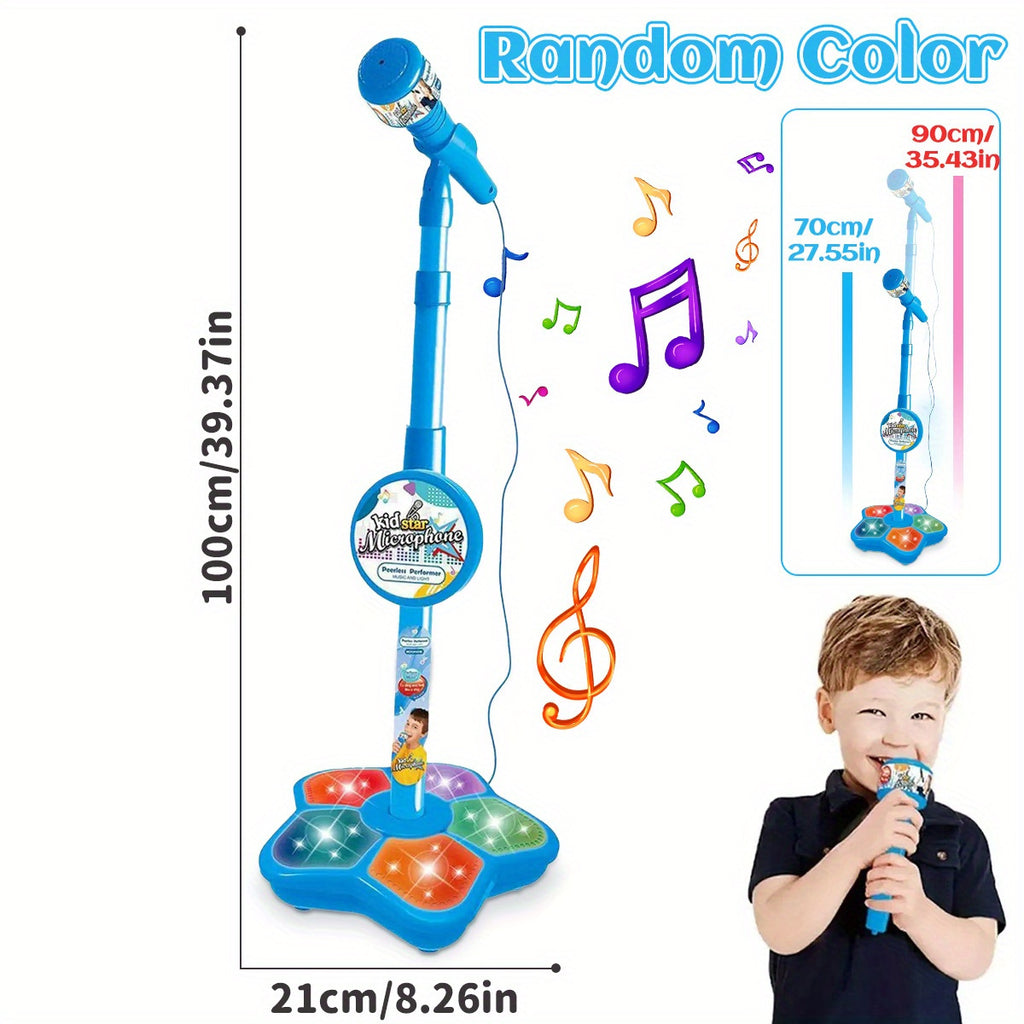 Kids Karaoke Microphone with Stand Set – Amplified Singing Toy Mic for Girls Boys Toddlers, Birthday Gift, Music Play
