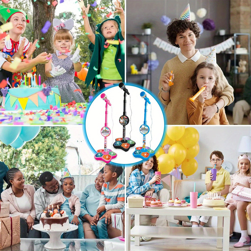 Kids Karaoke Microphone with Stand Set – Amplified Singing Toy Mic for Girls Boys Toddlers, Birthday Gift, Music Play