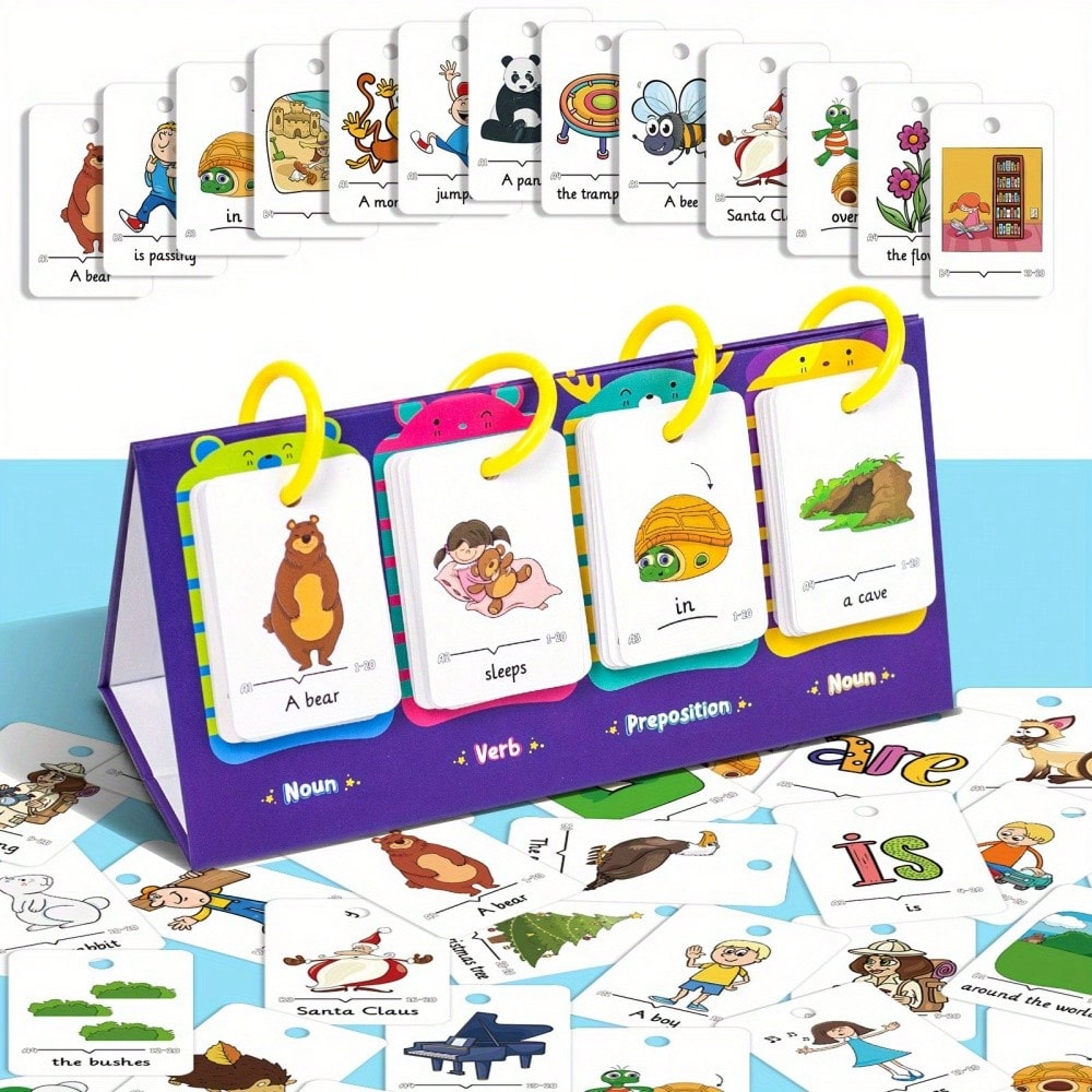 CVC Word Games for Kids with Illustrated English Learning Cards for Phonics, Spelling and Sentence Building, Desktop Homeschool Reading Activities