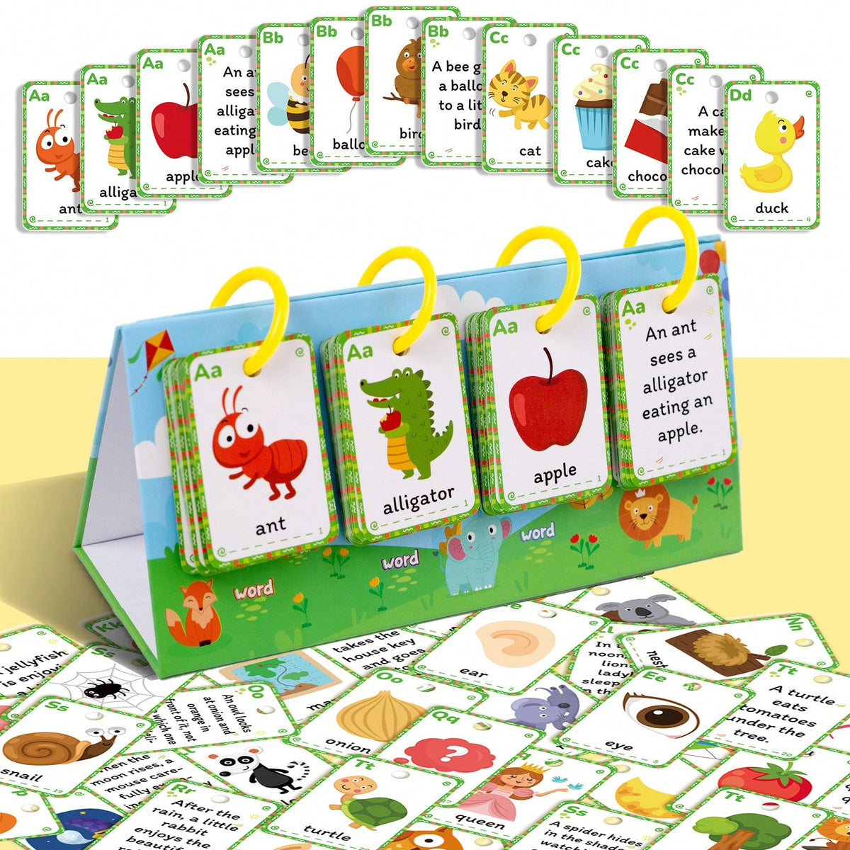 CVC Word Games for Kids with Illustrated English Learning Cards for Phonics, Spelling and Sentence Building, Desktop Homeschool Reading Activities