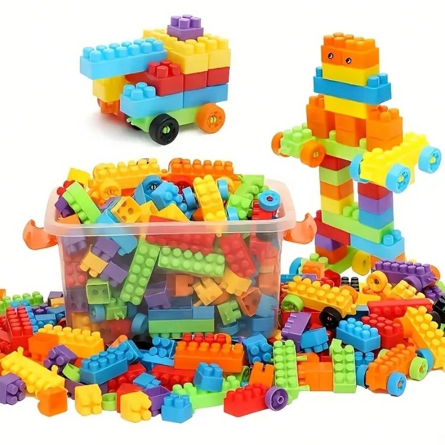 Interlocking Building Blocks Set, 100-440 Pieces of Colorful Medium-Sized DIY Bricks for Creative Construction Play and Birthday Christmas Gifts