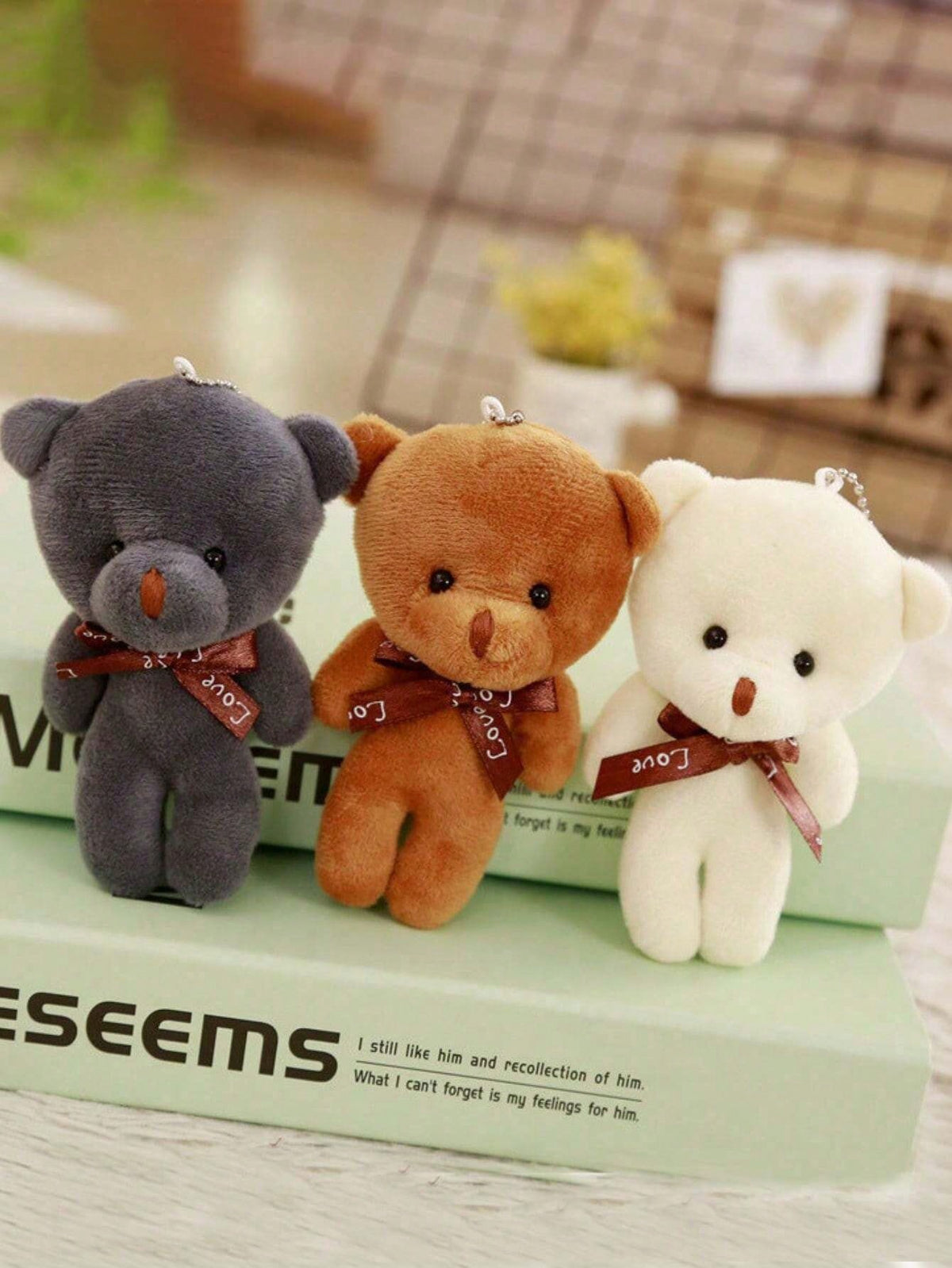 Teddy Bear Plush Keychain Set, 10-Piece Small Stuffed Bears for Wedding Bouquets, Birthday Party Favors, Gift Crafts and Bag Decor