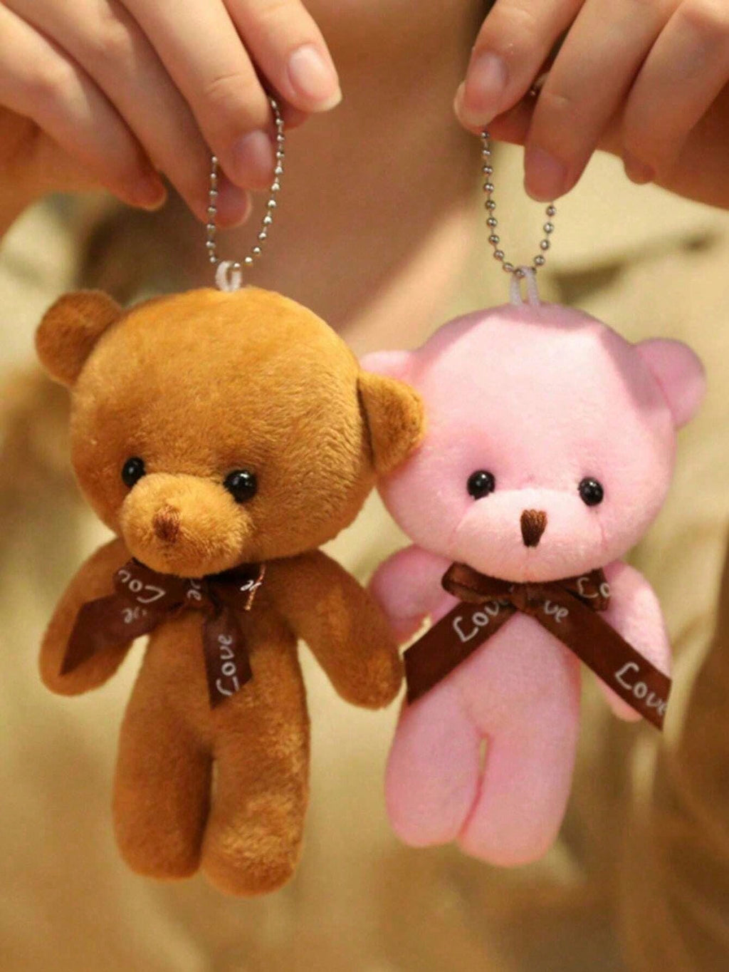 Teddy Bear Plush Keychain Set, 10-Piece Small Stuffed Bears for Wedding Bouquets, Birthday Party Favors, Gift Crafts and Bag Decor