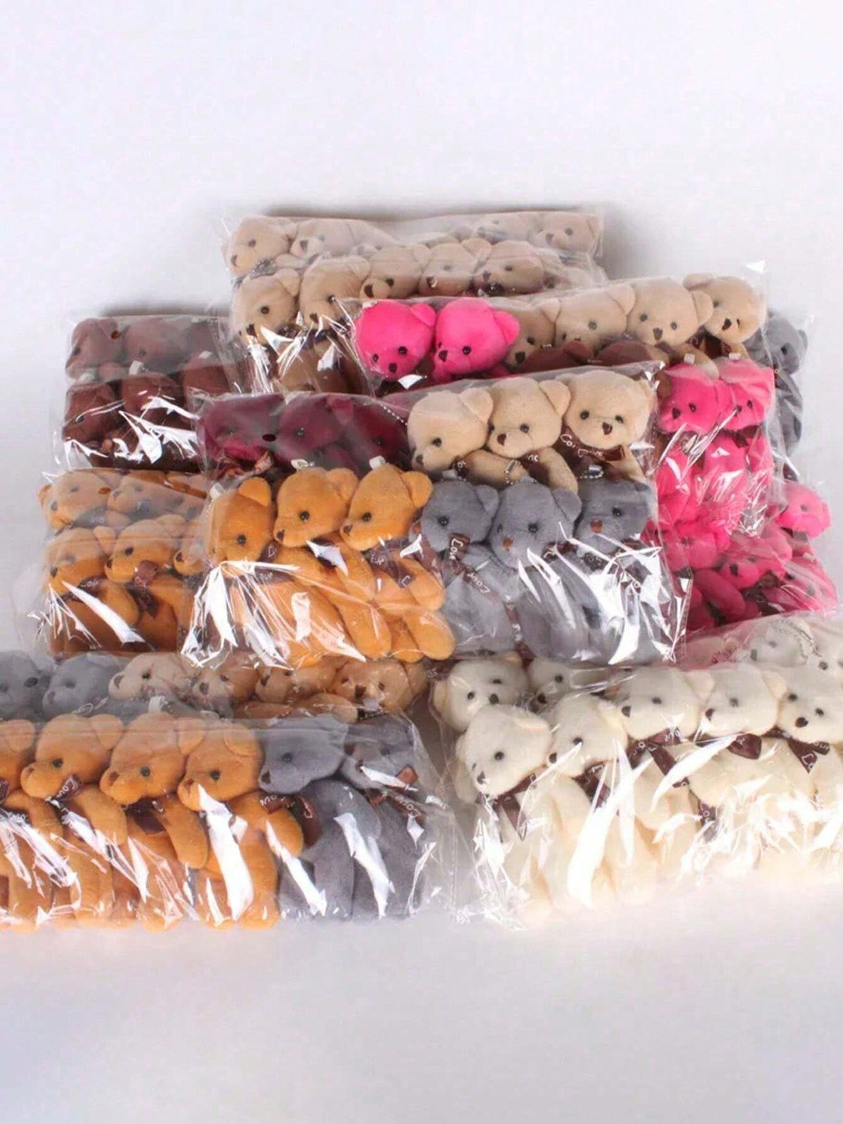 Teddy Bear Plush Keychain Set, 10-Piece Small Stuffed Bears for Wedding Bouquets, Birthday Party Favors, Gift Crafts and Bag Decor