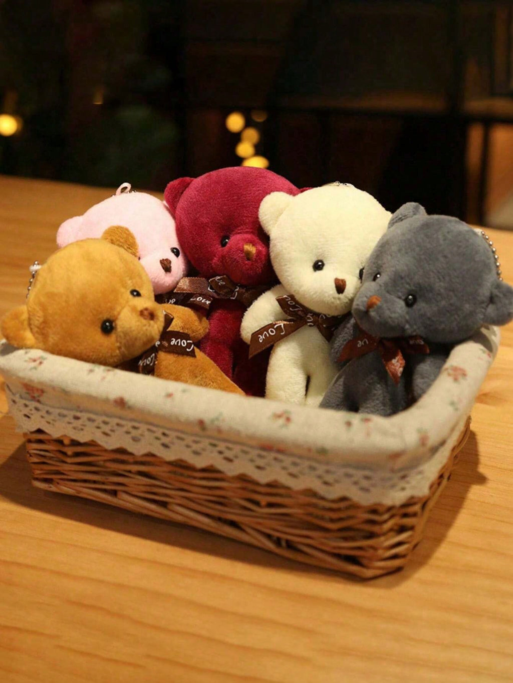 Teddy Bear Plush Keychain Set, 10-Piece Small Stuffed Bears for Wedding Bouquets, Birthday Party Favors, Gift Crafts and Bag Decor