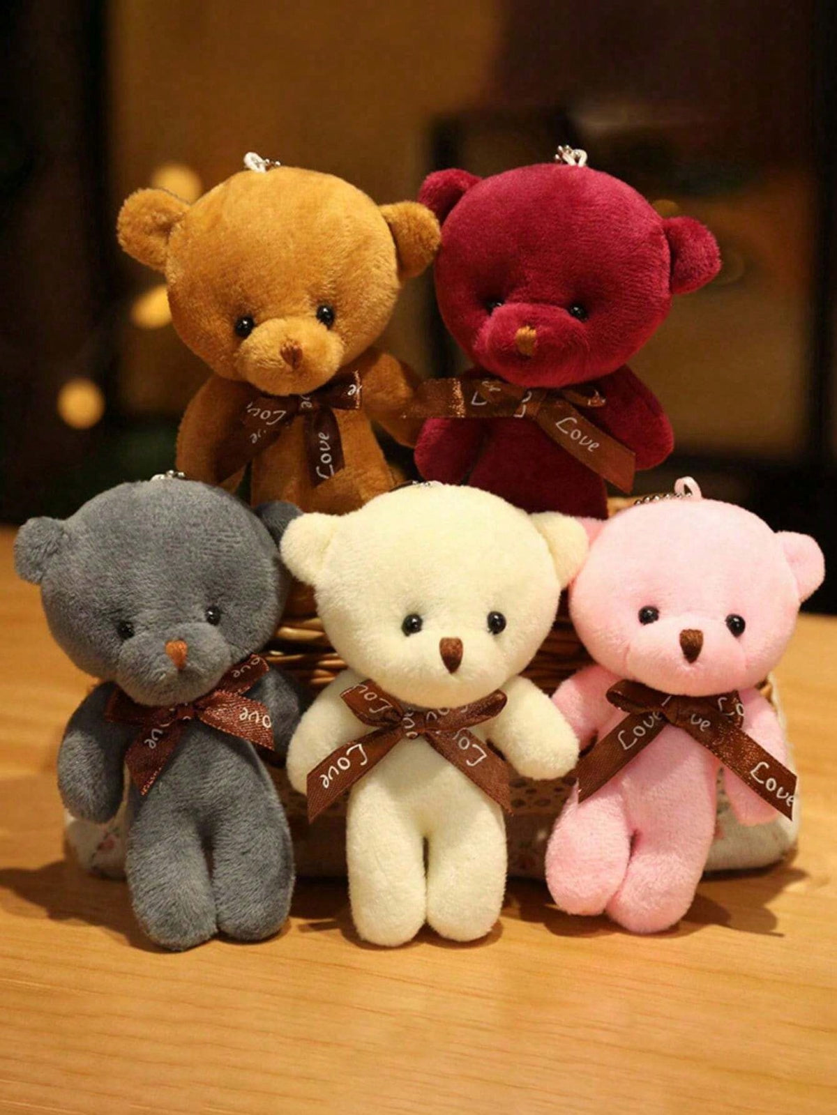 Teddy Bear Plush Keychain Set, 10-Piece Small Stuffed Bears for Wedding Bouquets, Birthday Party Favors, Gift Crafts and Bag Decor