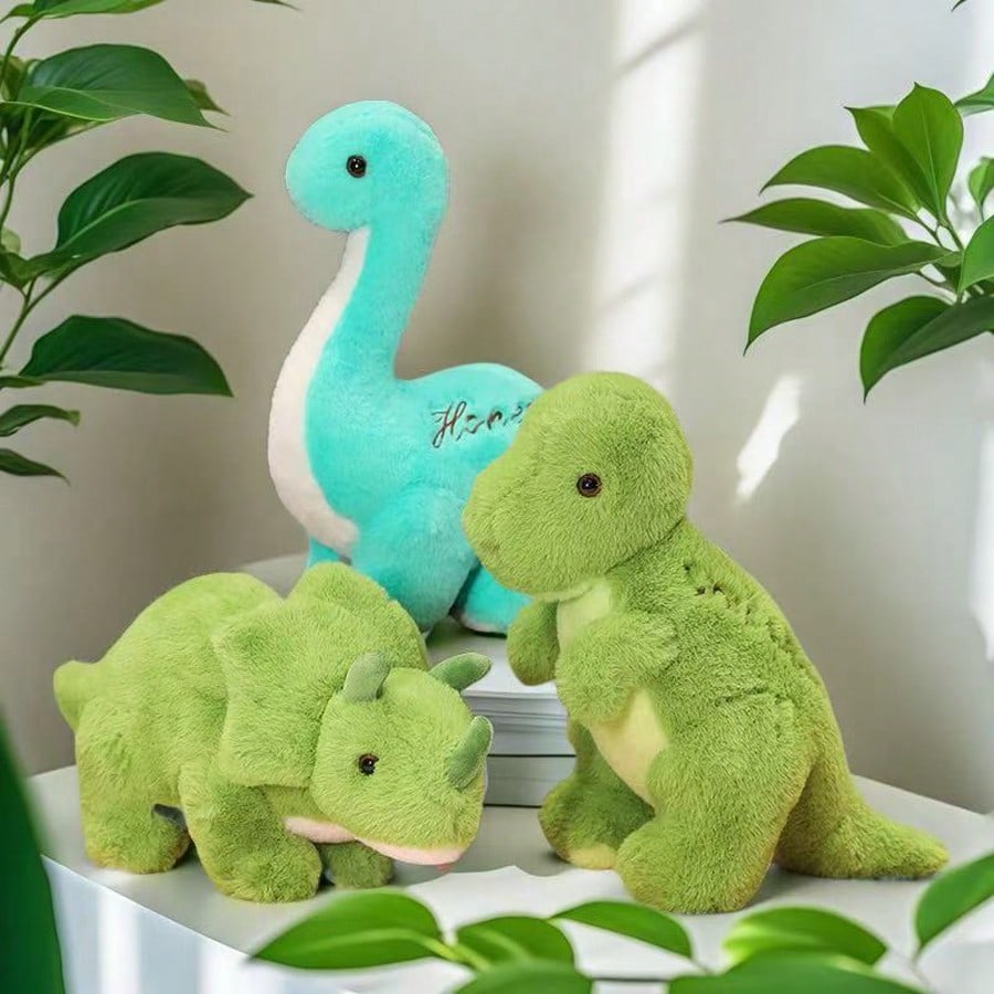 Dinosaur Plush Pillow with Soft Shaggy Texture, Colorful T-Rex, Stegosaurus & Triceratops Stuffed Animal Options for Gifts and Sofa Decor