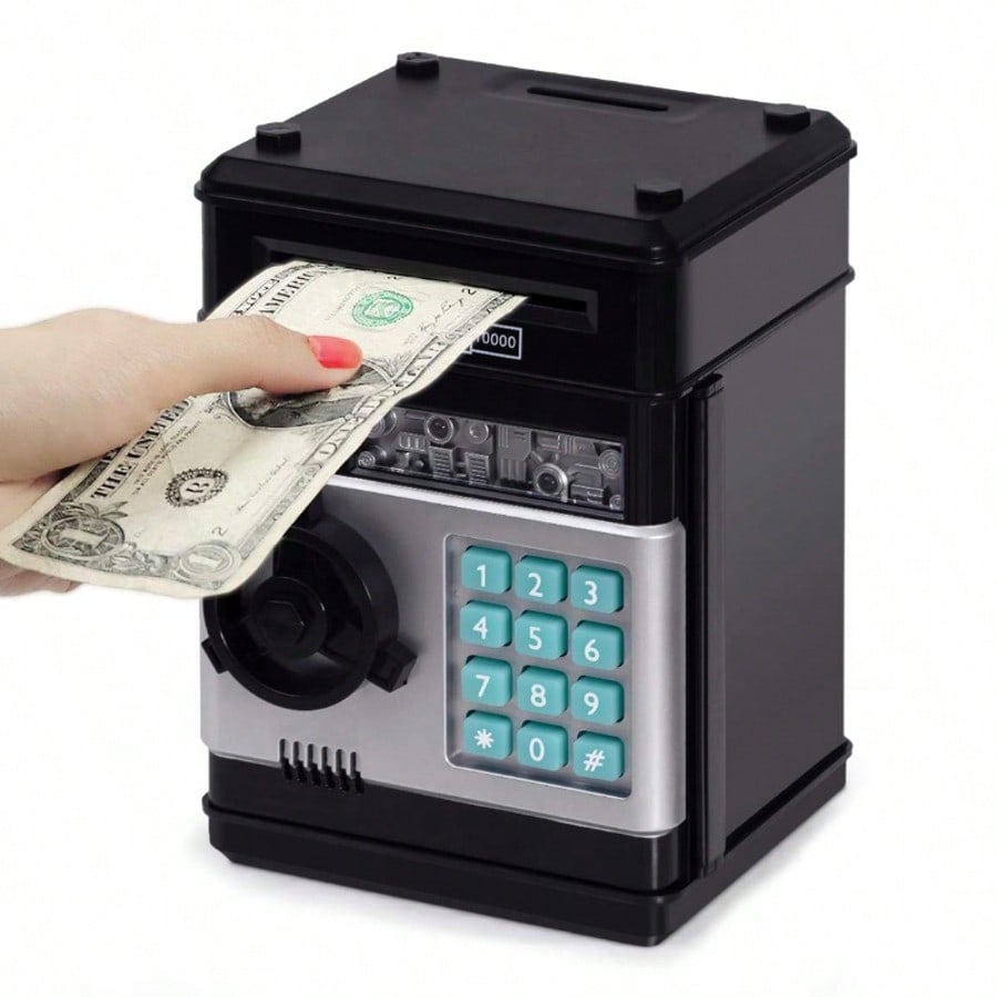 Cash and Coin Piggy Bank for Kids Ages 3-12, Electronic ATM-Style Money Box in Black, Pink or Red for Pocket Money Saving and Birthday Gifts